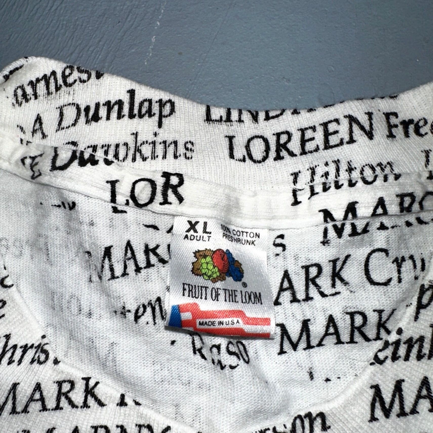 Fruit Of The Loom VINTAGE AOP All Over Print T Shirt White XL Fruit of the Loom Men Crew Neck Short Sleeve Graphic Print 90s 70s 80s 90s Size US XL / EU 56 / 4 - 4 Thumbnail