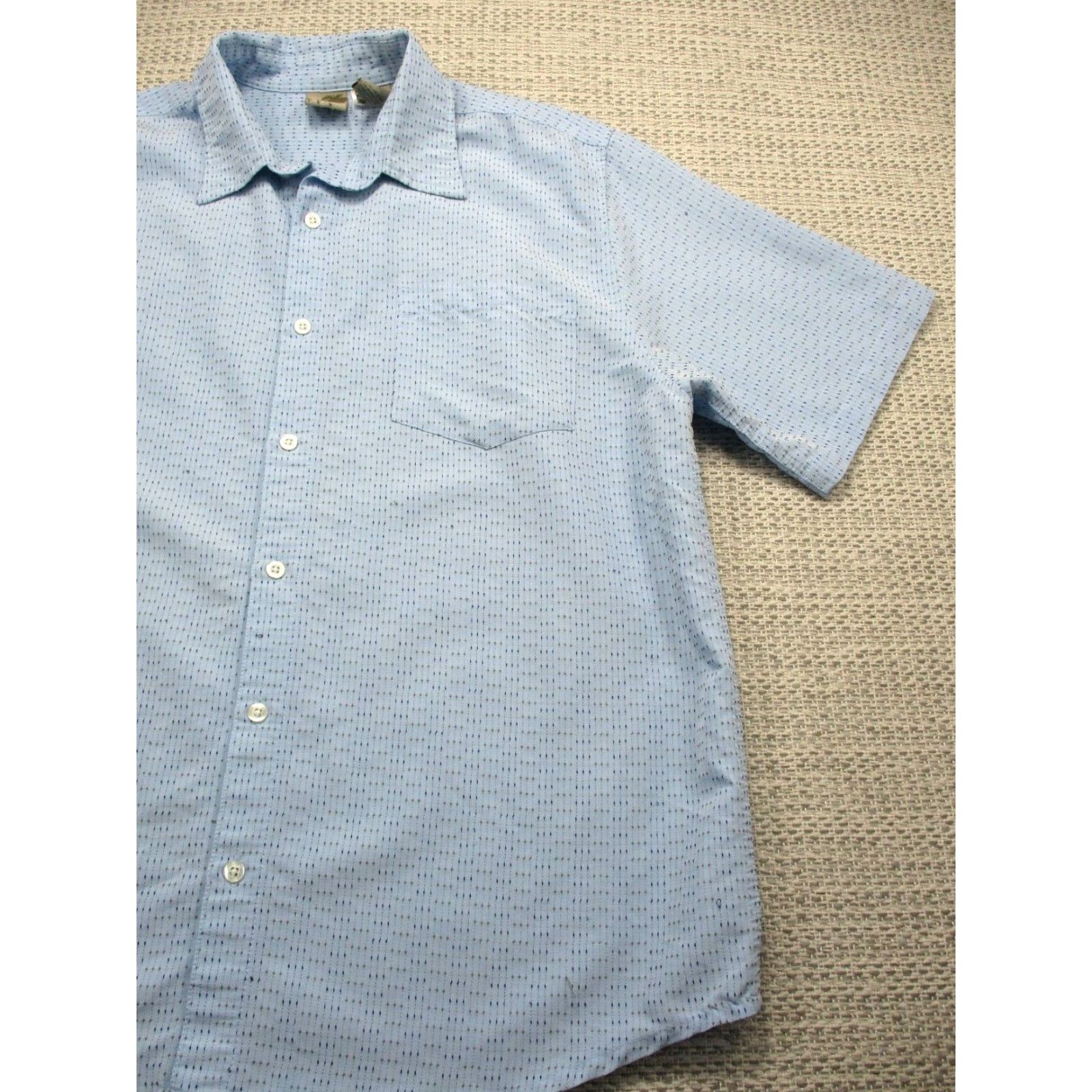 Ocean Pacific OP Ocean Pacific Button-Up Shirt Men L Short Sleeve Blue Textured Size US L / EU 52-54 / 3 - 2 Thumbnail