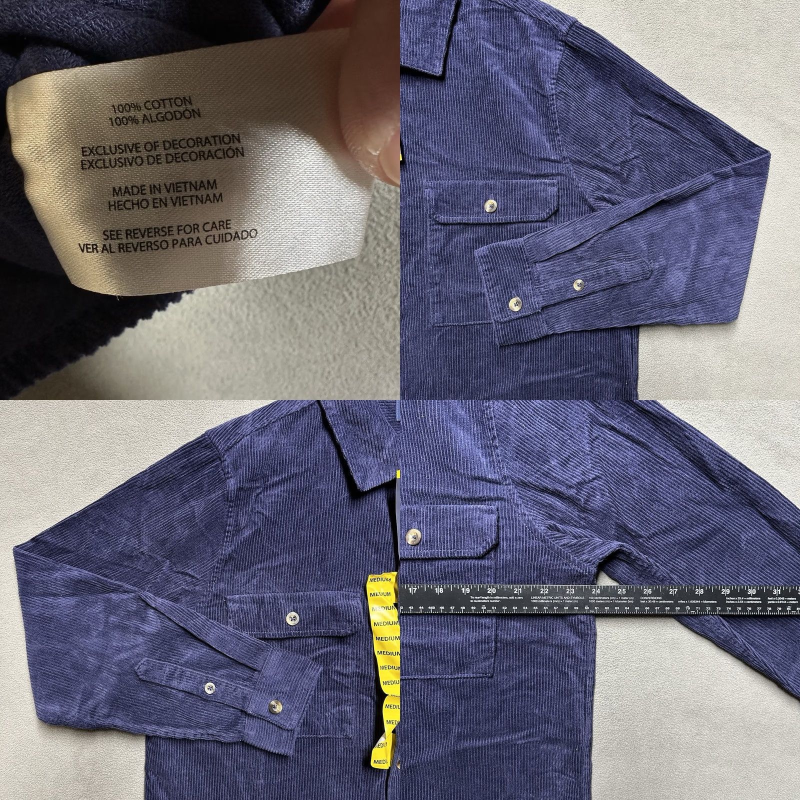 Gap GAP Shirt Mens Medium Eclipse Blue Button Up Corduroy Long Sleeve Size US M / EU 48-50 / 2 - 8 Thumbnail