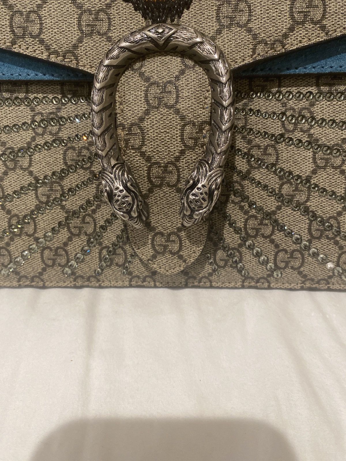 Gucci GG Supreme Monogram Angry Cat Embroidered Dionysus bag. Size ONE SIZE - 9 Thumbnail