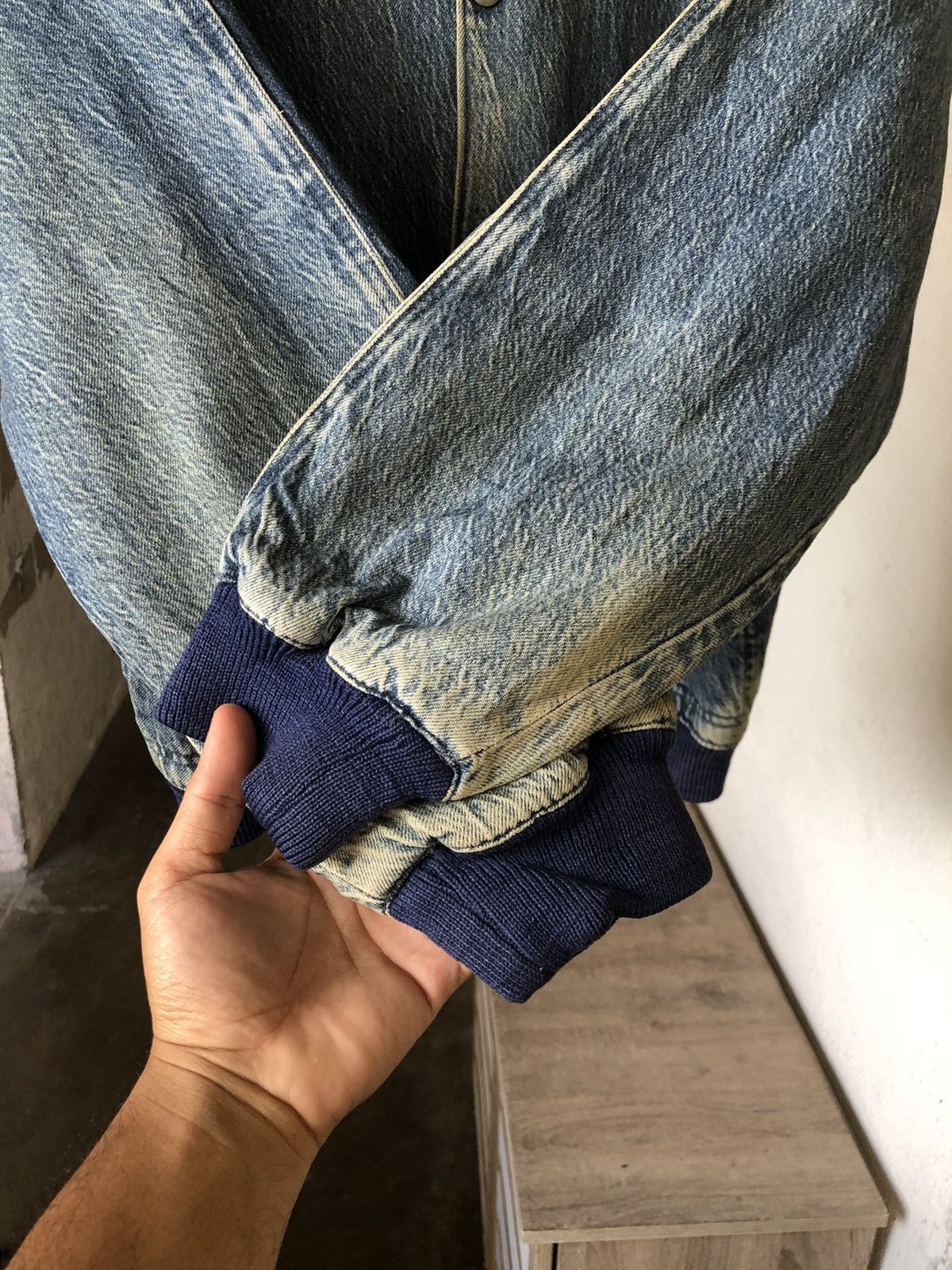 Blue Blue Japan Nice🔥 Vintage Blue Way Indigo Denim Faded Bomber Jacket Size US M / EU 48-50 / 2 - 7 Thumbnail