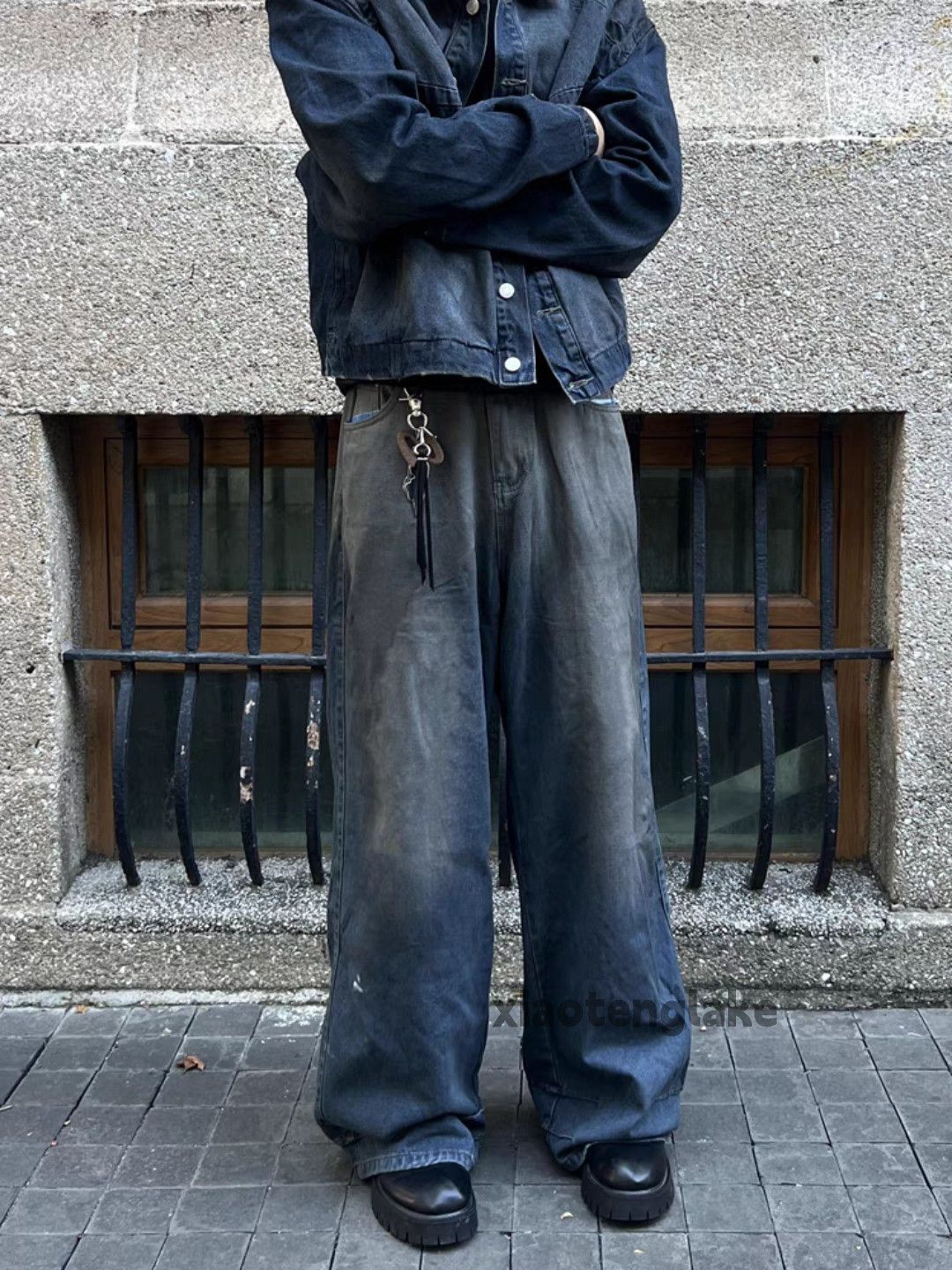 Jean × Vintage washed faded loose baggy stain skate hiphop jeans Size US 28 / EU 44 - 2 Thumbnail