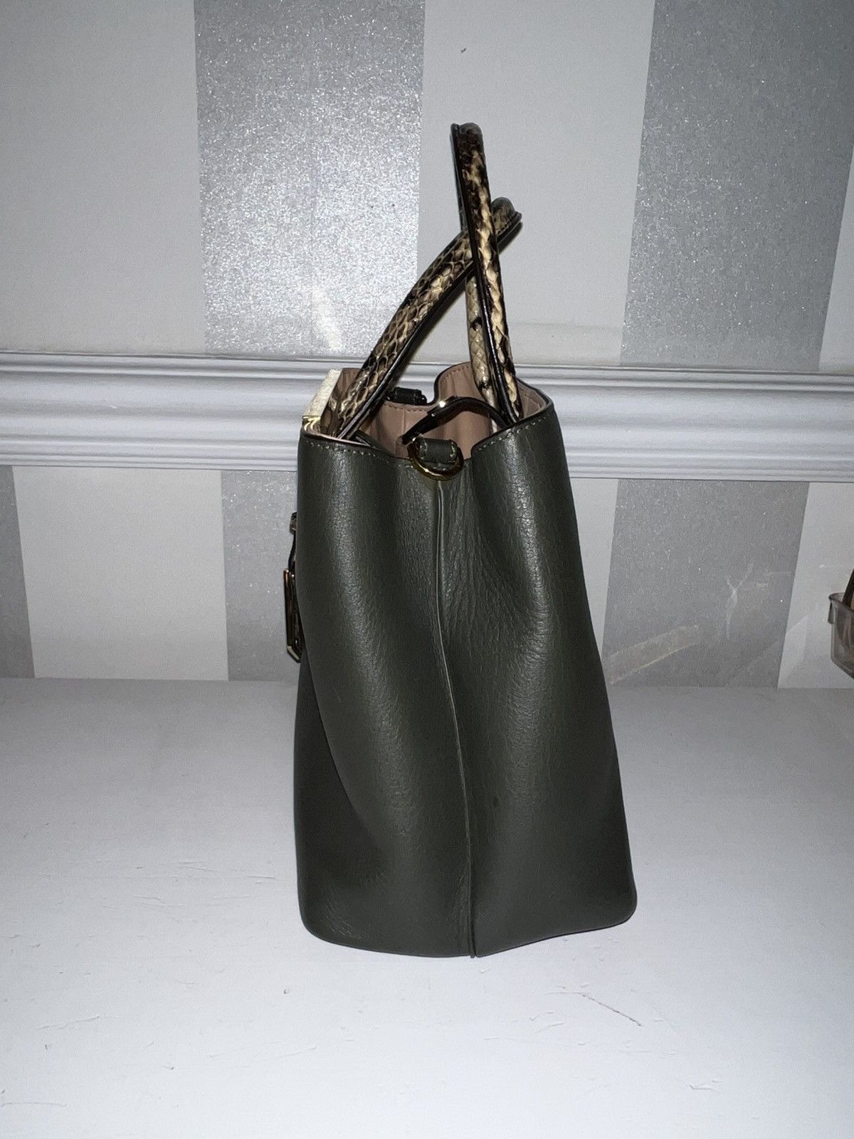 Fendi Fendi 2Jours Green Leather, Snakeskin Handle Limited Edition Size ONE SIZE - 2 Thumbnail