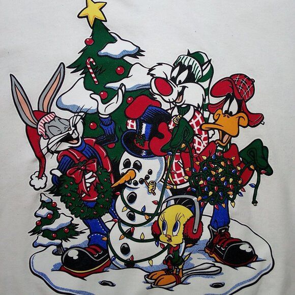 Vintage × Warner Bros Vintage Looney Tunes Christmas Bugs Taz Tweetie Sweatshirt Size 4XL / US 24-26 - 1 Thumbnail