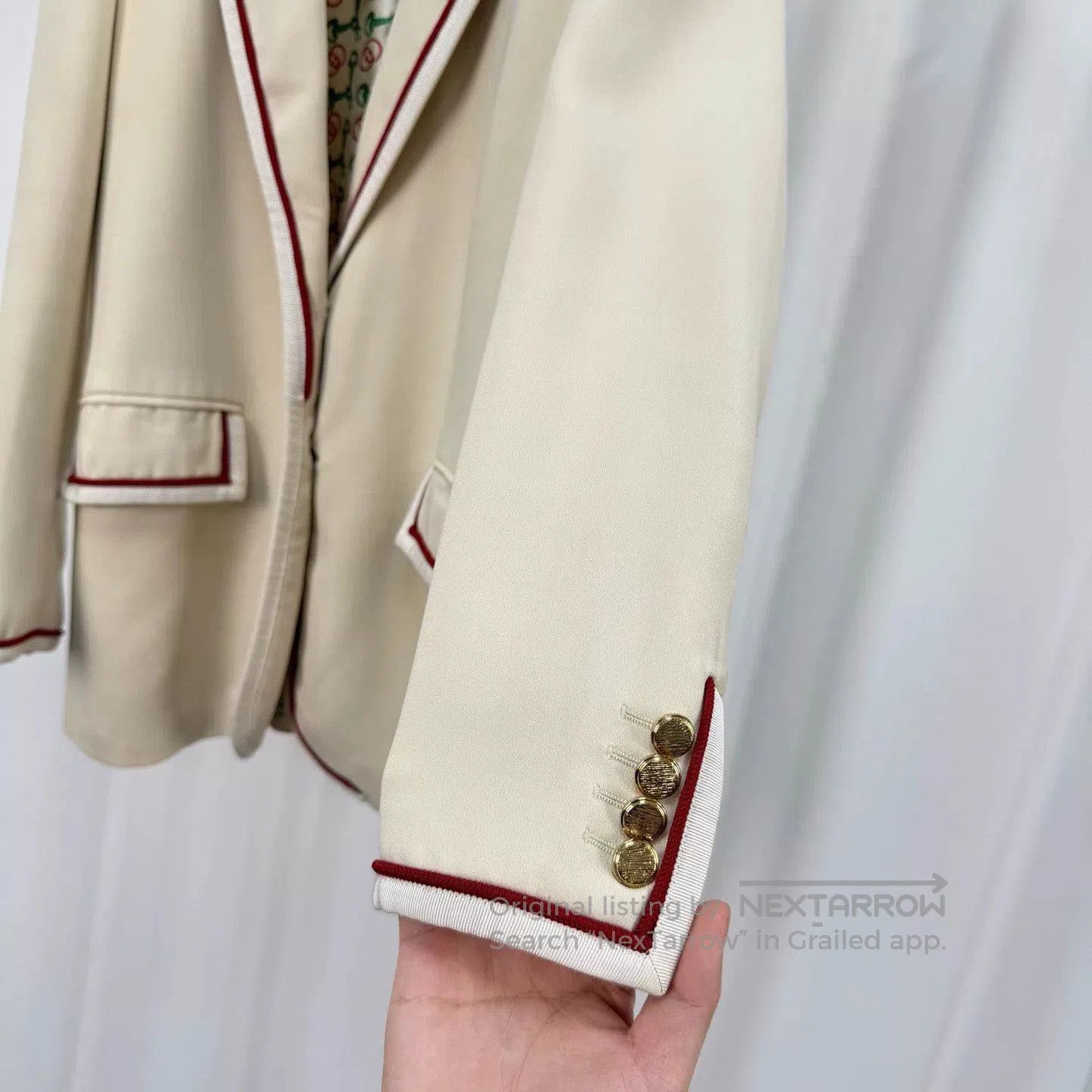 Gucci Gucci Beige Suit Jacket with Trim. Size US XXS / EU 40 - 4 Thumbnail