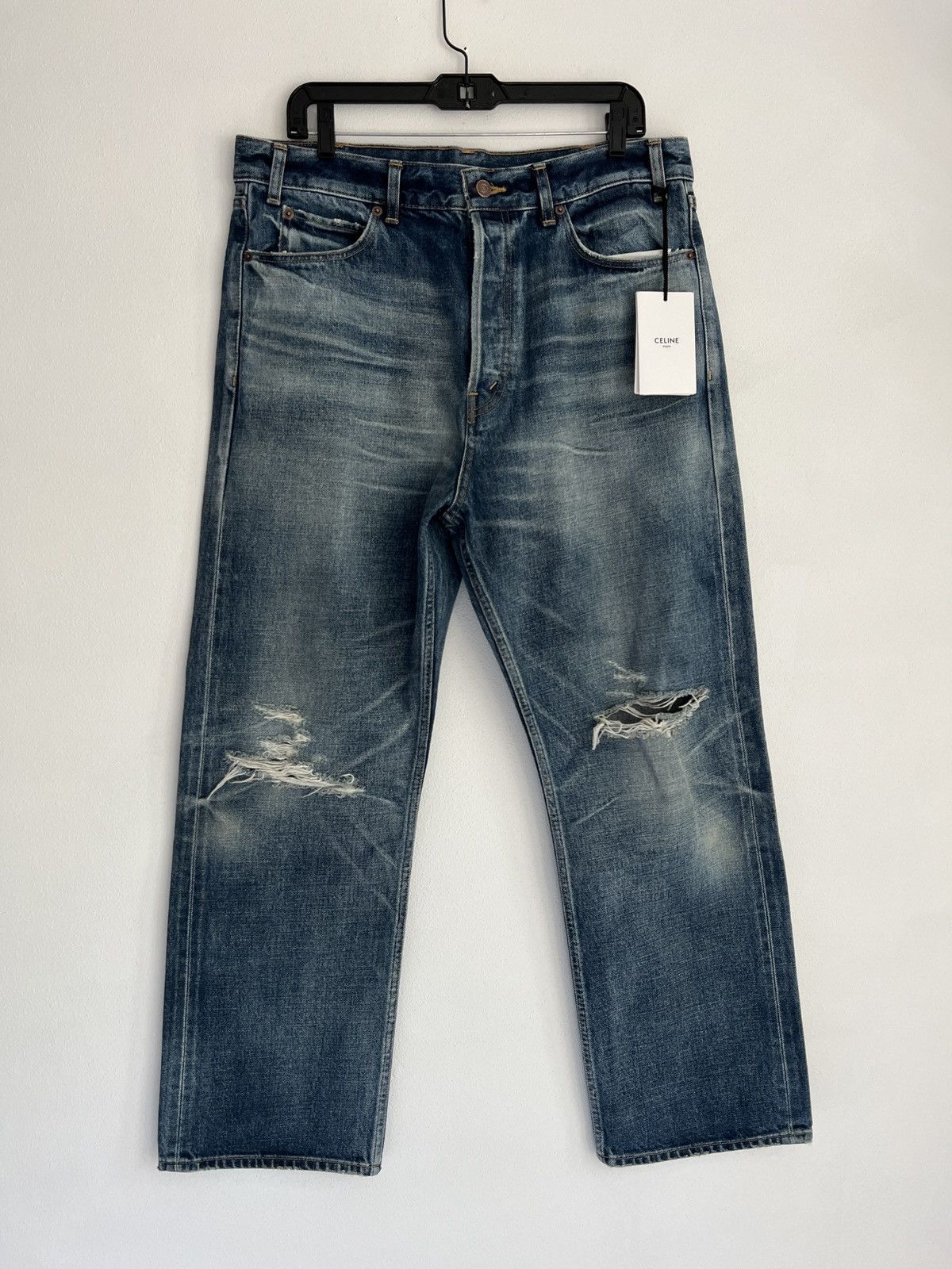 Pre-owned Celine Colbert Wash Destroy - Size 34 In Blue