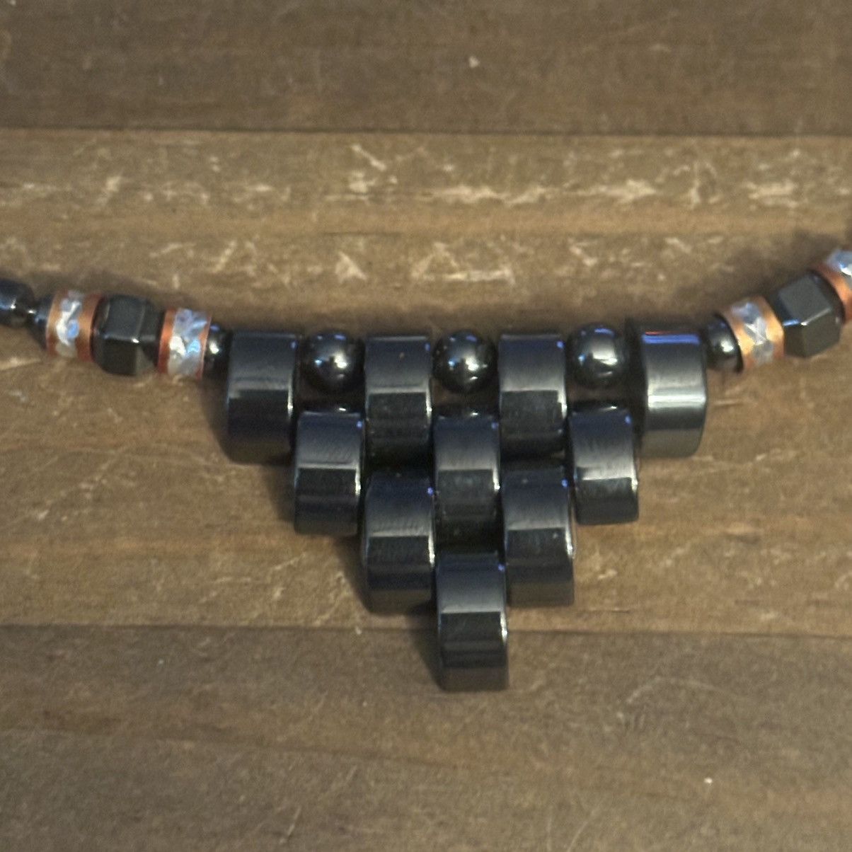 Vintage Vintage hematite basketweave triangle necklace Size ONE SIZE - 3 Thumbnail