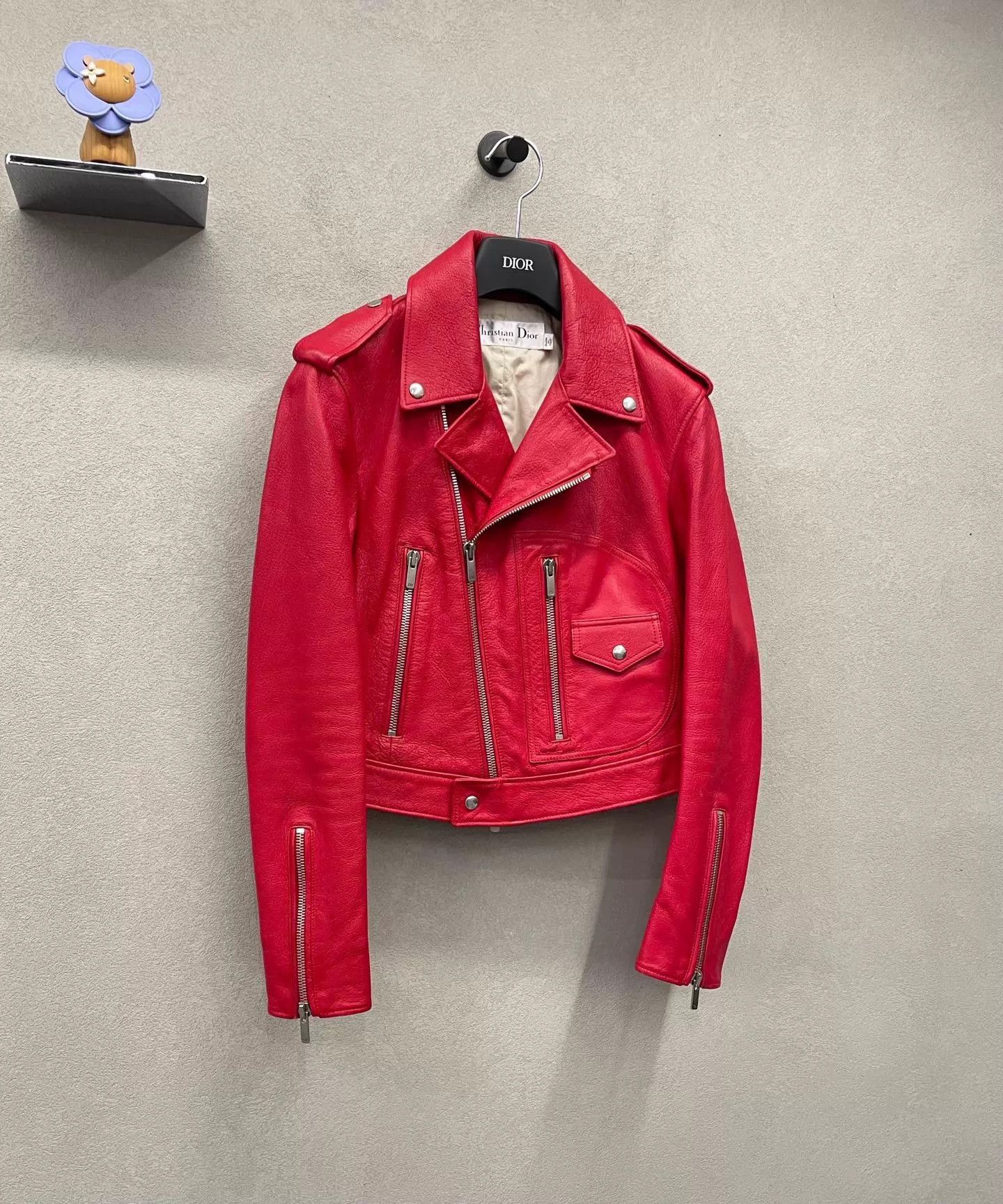 Dior Dior Vibrant Red Leather Biker Jacket Women's 34 Edgy Size XS / US 0-2 / IT 36-38 - 3 Thumbnail