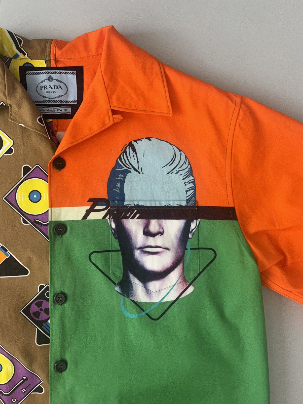 Prada Prada Multicolor Double Match Cotton Bowling Shirt Size US S / EU 44-46 / 1 - 7 Thumbnail