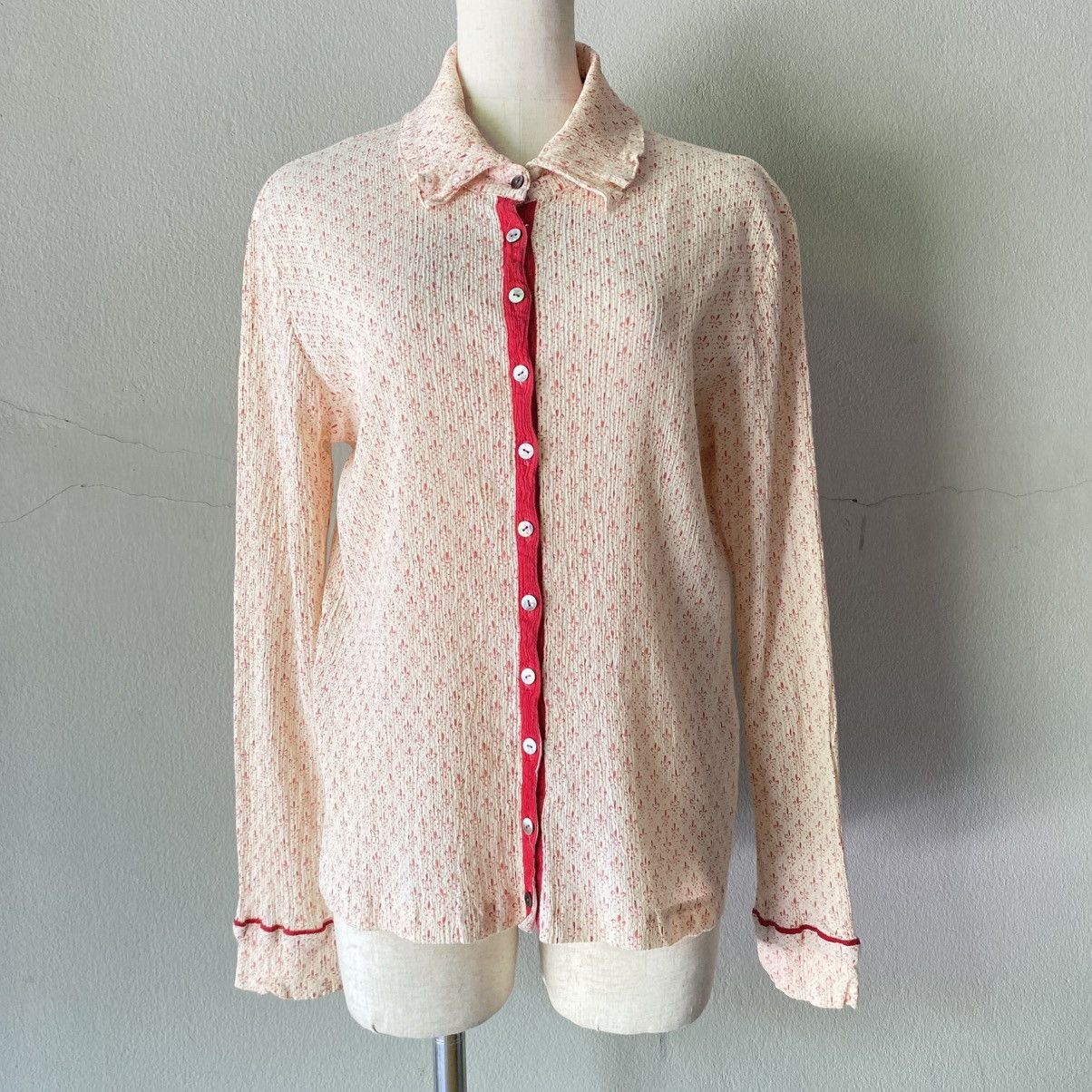 Tsumori Chisato TSUMORI CHISATO Retro Button-Up with Red Trim Size XS / US 0-2 / IT 36-38 - 3 Thumbnail