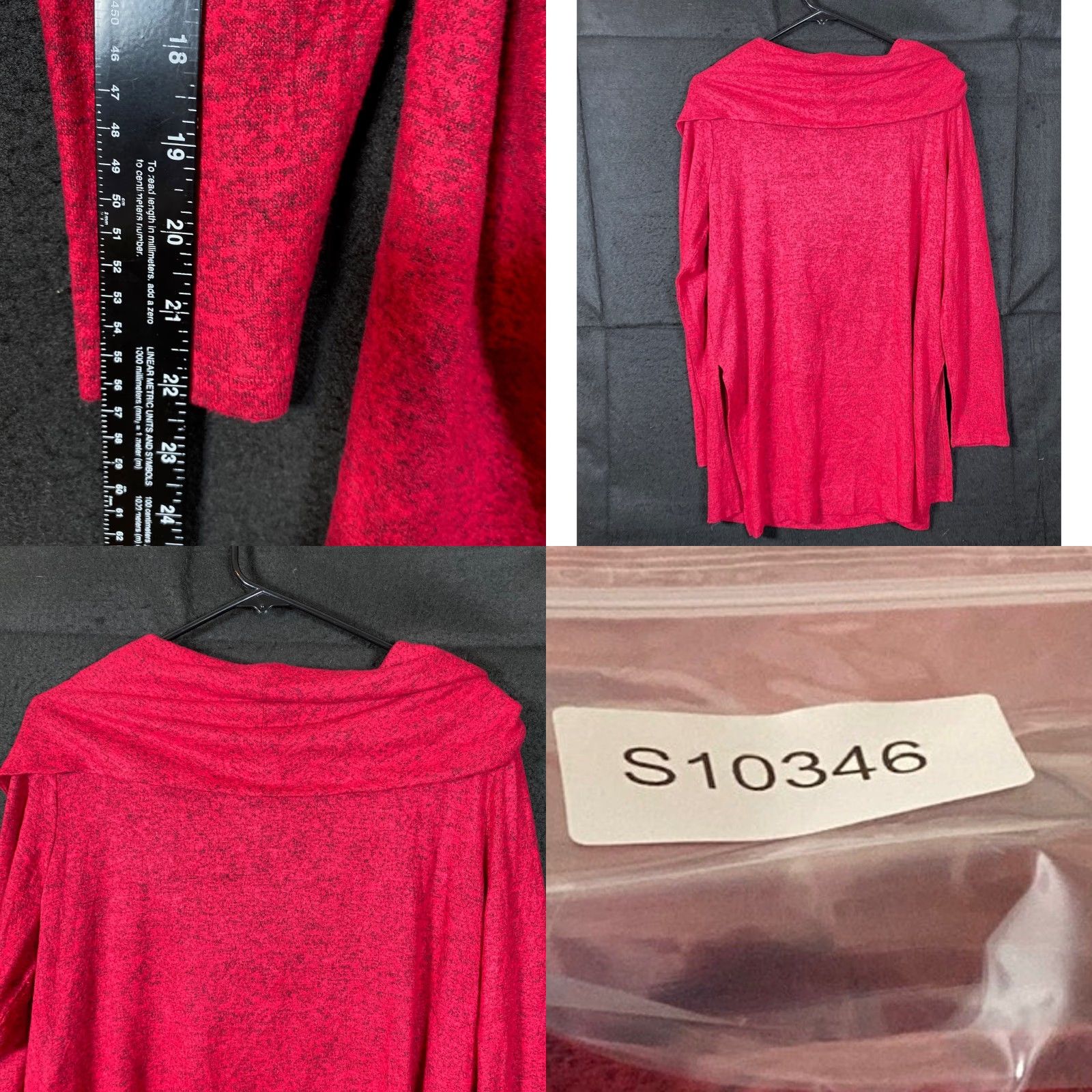 Vintage Chicos Zenegry Womens Sweater Red Black Cowl Neck Long Sleeve Stretch 1 Size M / US 6-8 / IT 42-44 - 8 Thumbnail