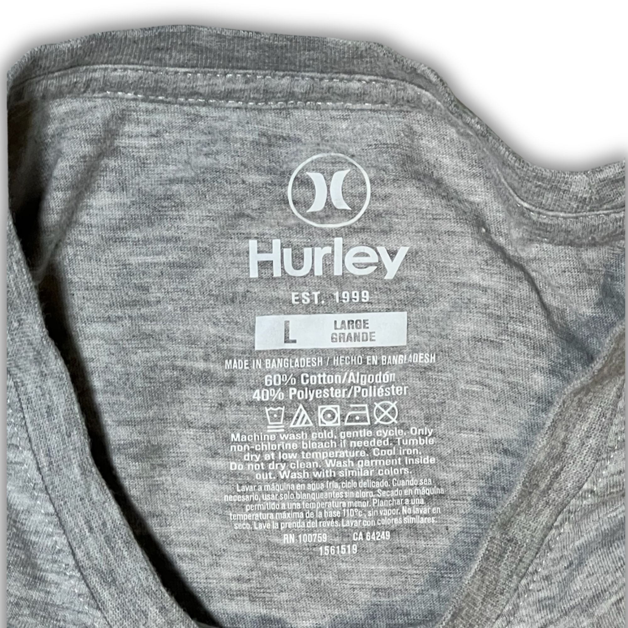 Hurley Hurley Mens Gray Dri-Fit T-Shirt With Blue & Black Logo Grap Size US L / EU 52-54 / 3 - 5 Thumbnail