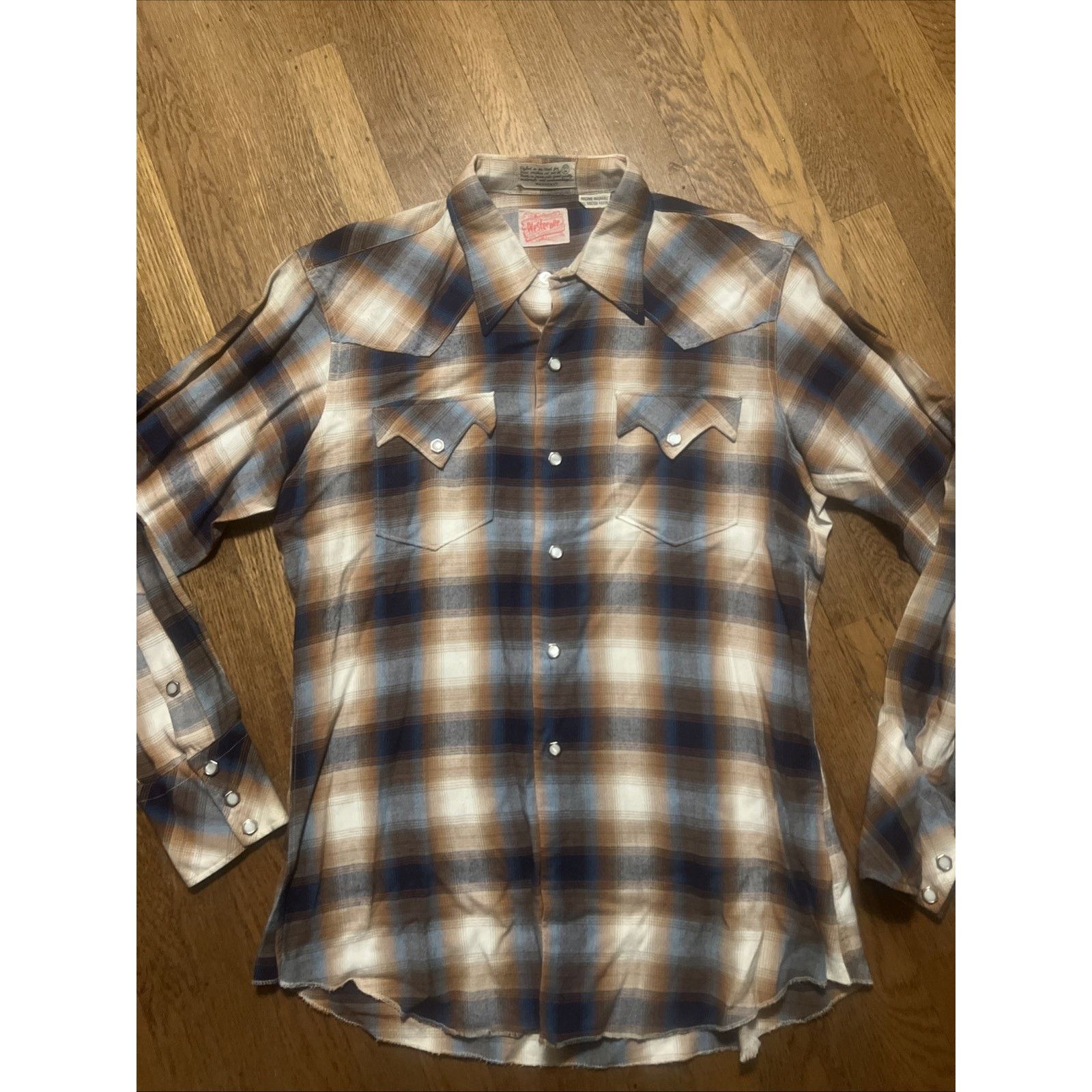 The Unbranded Brand Vtg 50s Heavy Rayon Shadow Plaid Shirt Sawtooth Pearl Snap M Size US M / EU 48-50 / 2 - 3 Thumbnail