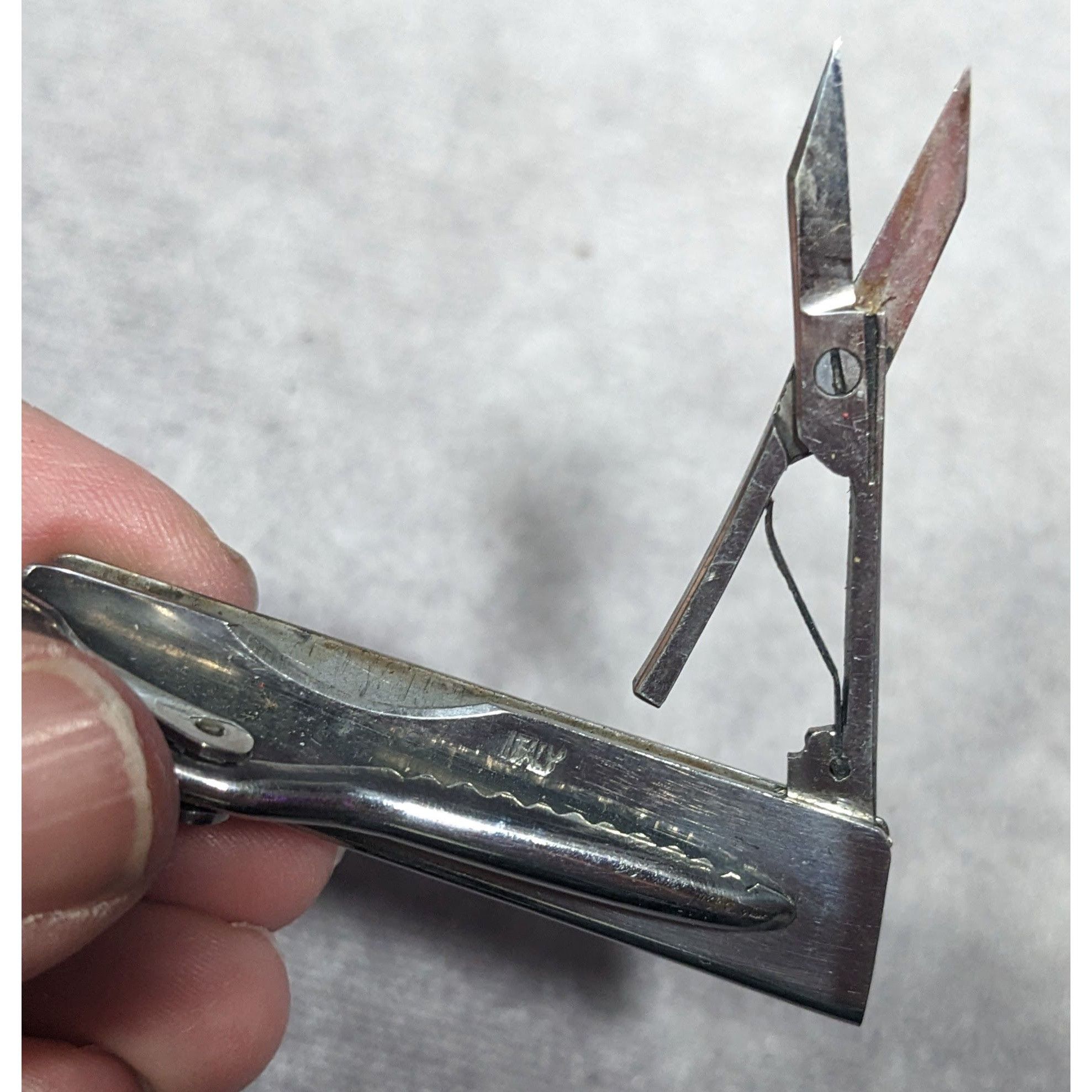 Other Vintage Italian Silver Tone Textured Tie Clip With Retractab Size ONE SIZE - 5 Thumbnail