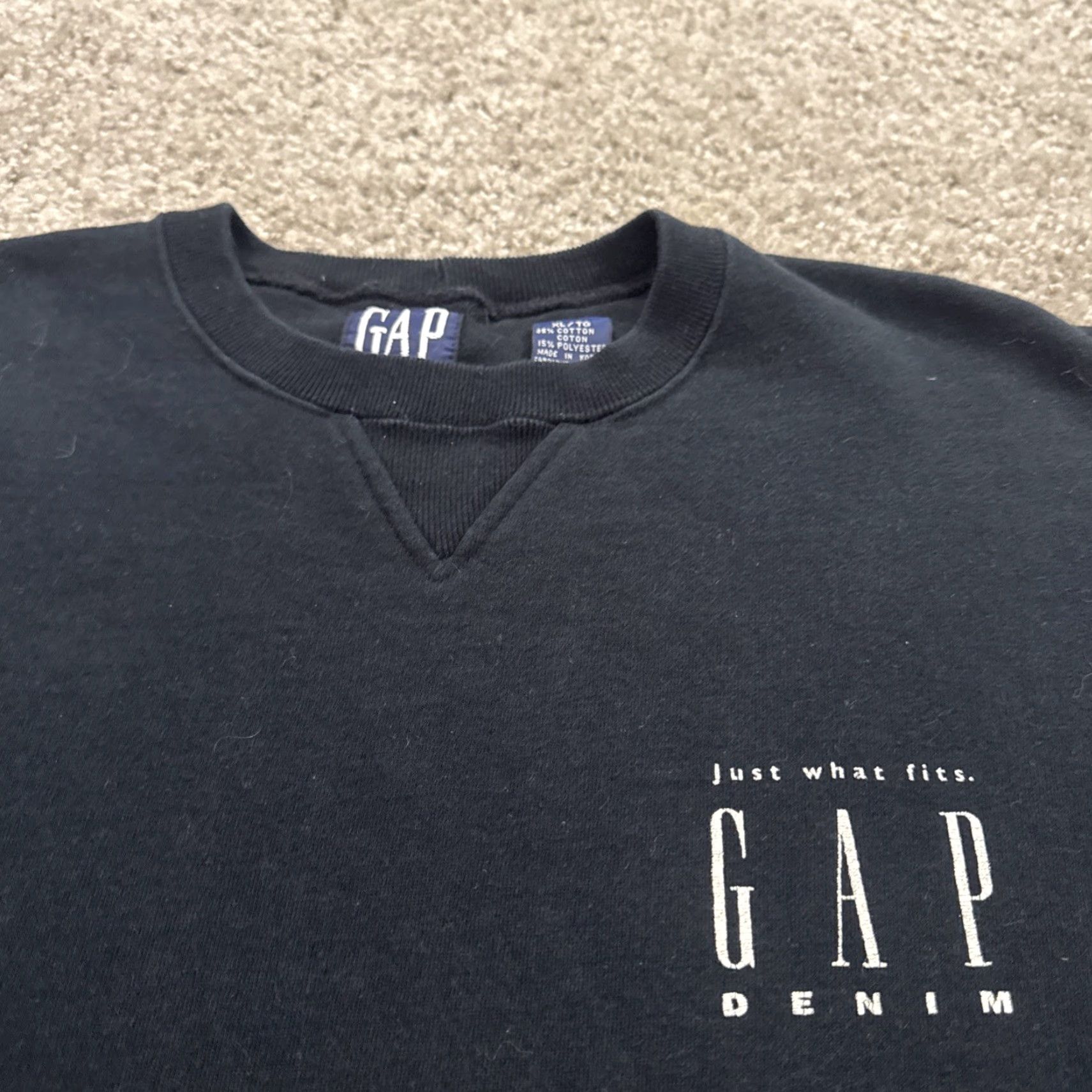 Gap VINTAGE GAP Denim Clothing Company Promo AD Crewneck Sweatshirt Black XL Men's 90s Pullover Sweatshirt Size US XL / EU 56 / 4 - 3 Thumbnail