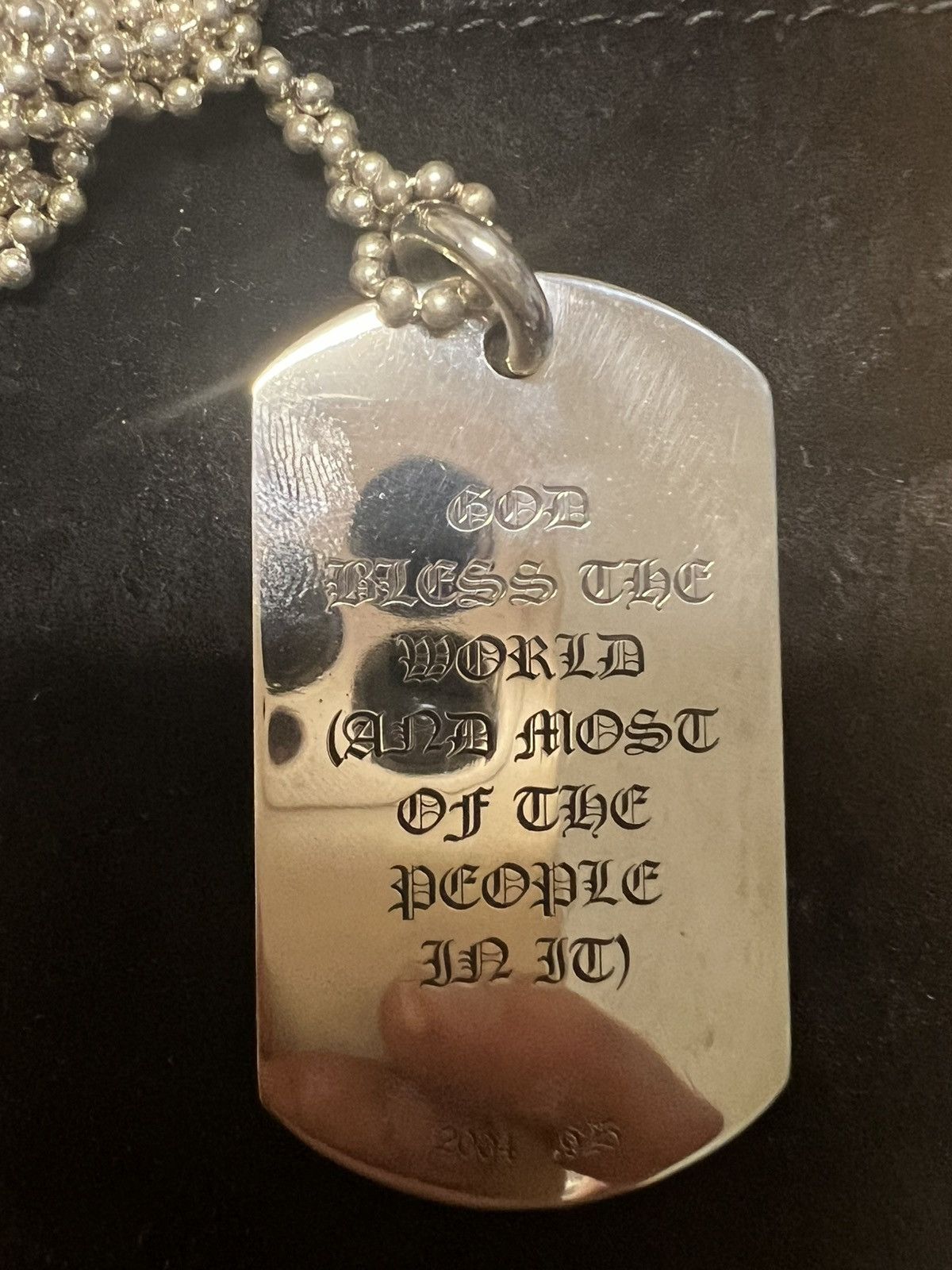 Chrome Hearts God Bless The World Dog Tag w/ 30” Ball Chain Size ONE SIZE - 6 Thumbnail