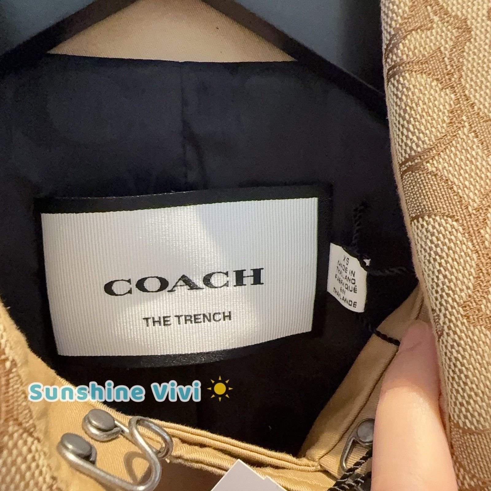 Coach NWT COACH Women Short Trench Coat Signature Khaki CAB93 XS Size XS / US 0-2 / IT 36-38 - 4 Thumbnail