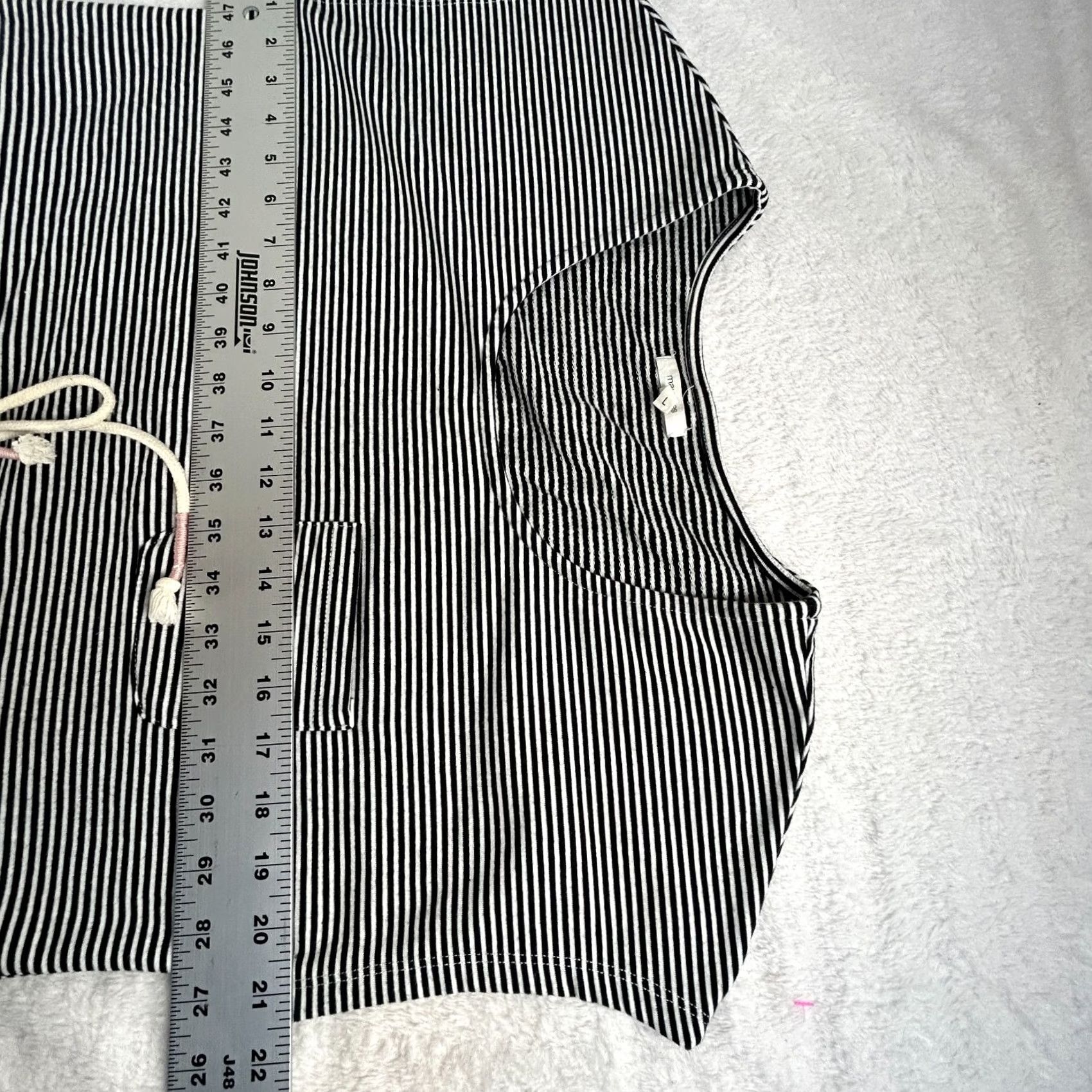 Vintage Maurices Women's Shift Mini Dress Drawstring Waist Striped Black Size Large Size L / US 10 / IT 46 - 7 Thumbnail