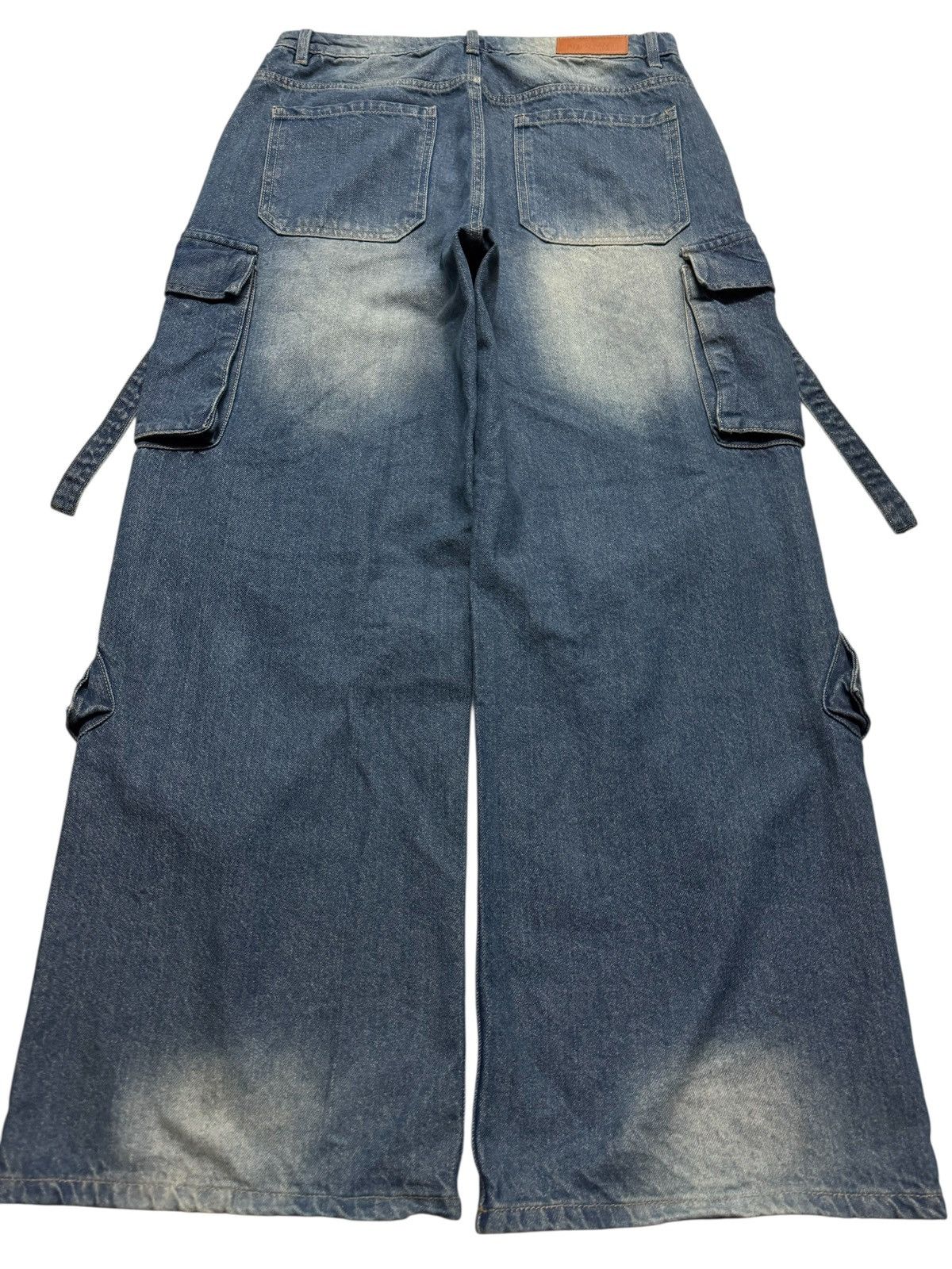 20471120 💥Insane Baggy💥NJ SUPER BAGGY POCKET BUSHPANTS BLEACH DENIM Size US 32 / EU 48 - 2 Thumbnail