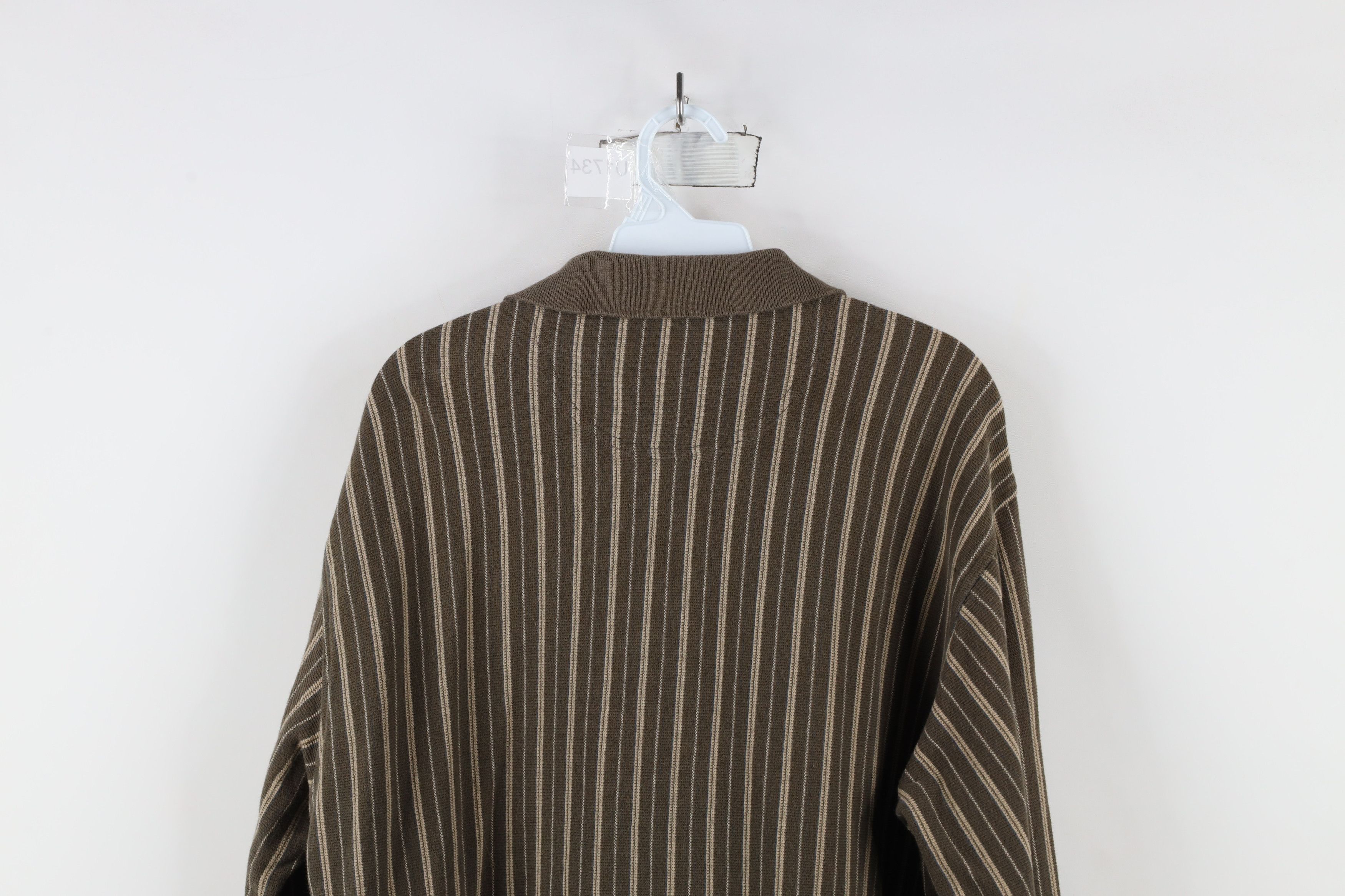 Vintage Vintage 90s Streetwear Striped Thermal Knit Long Sleeve Polo Size US L / EU 52-54 / 3 - 8 Thumbnail