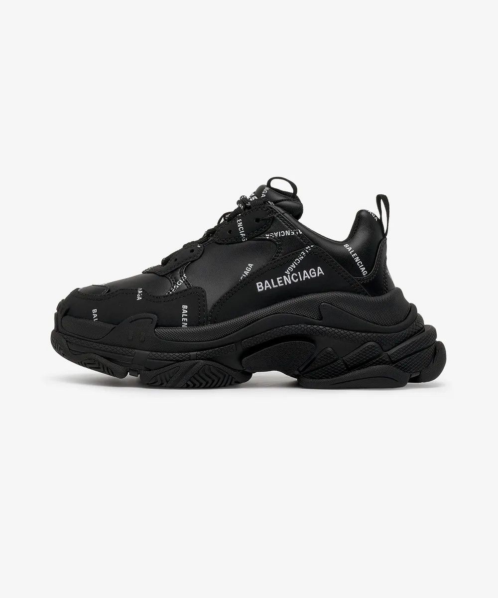 Balenciaga o1mt1gz0325 Triple S Sneakers Allover Logo in Black Size US 7 / IT 37 - 1 Thumbnail