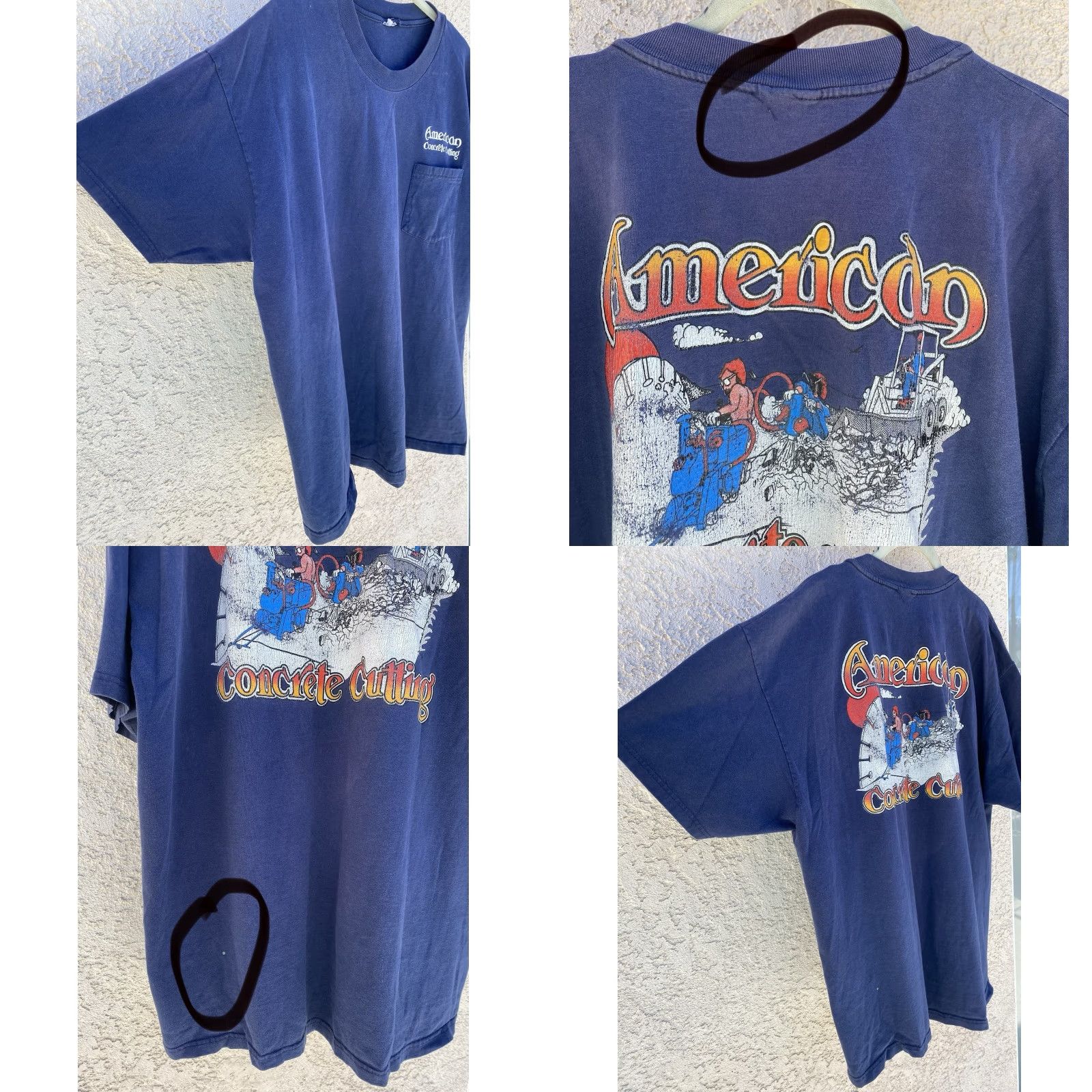 Vintage VINTAGE American Pocket Tee Graphic Graphic T-Shirt XL Blue USA 90s Mens Short Sleeve Crew Neck Pockets Back Graphic 1990s Size US XL / EU 56 / 4 - 10 Thumbnail