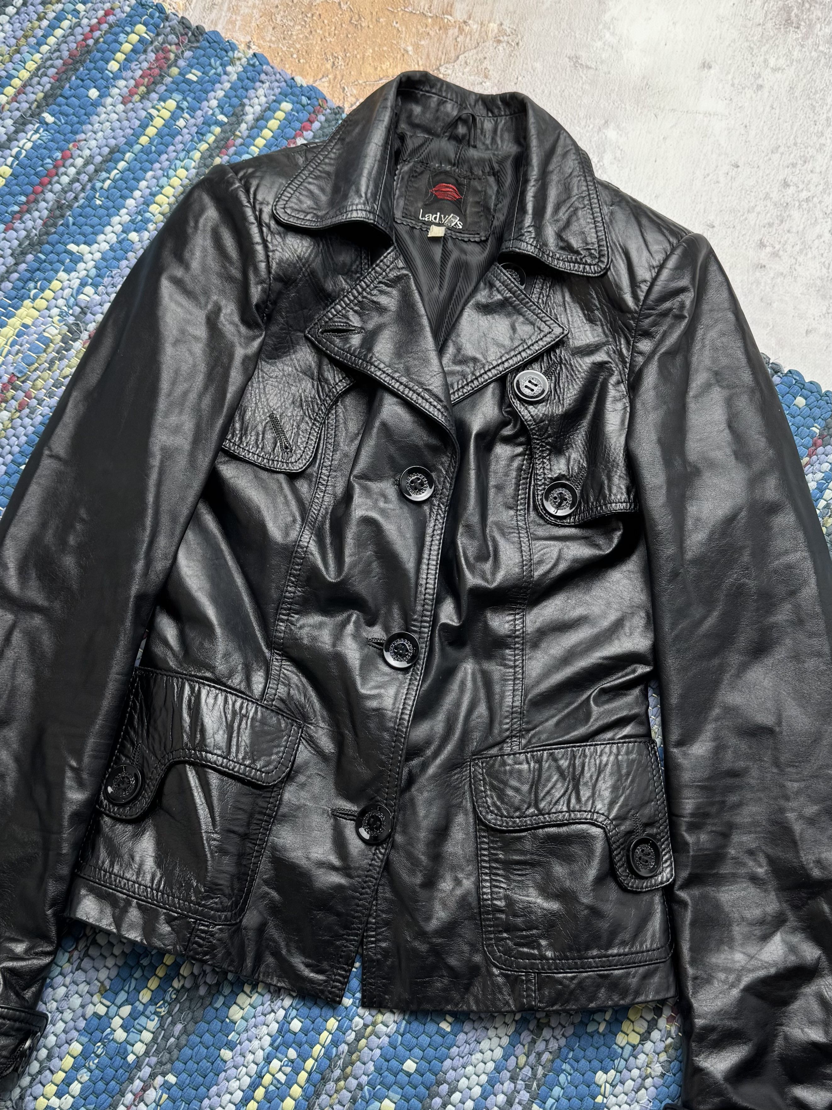 Vintage Vintage Leather Double Breasted Biker Button Front Jacket Size S / US 4 / IT 40 - 2 Thumbnail
