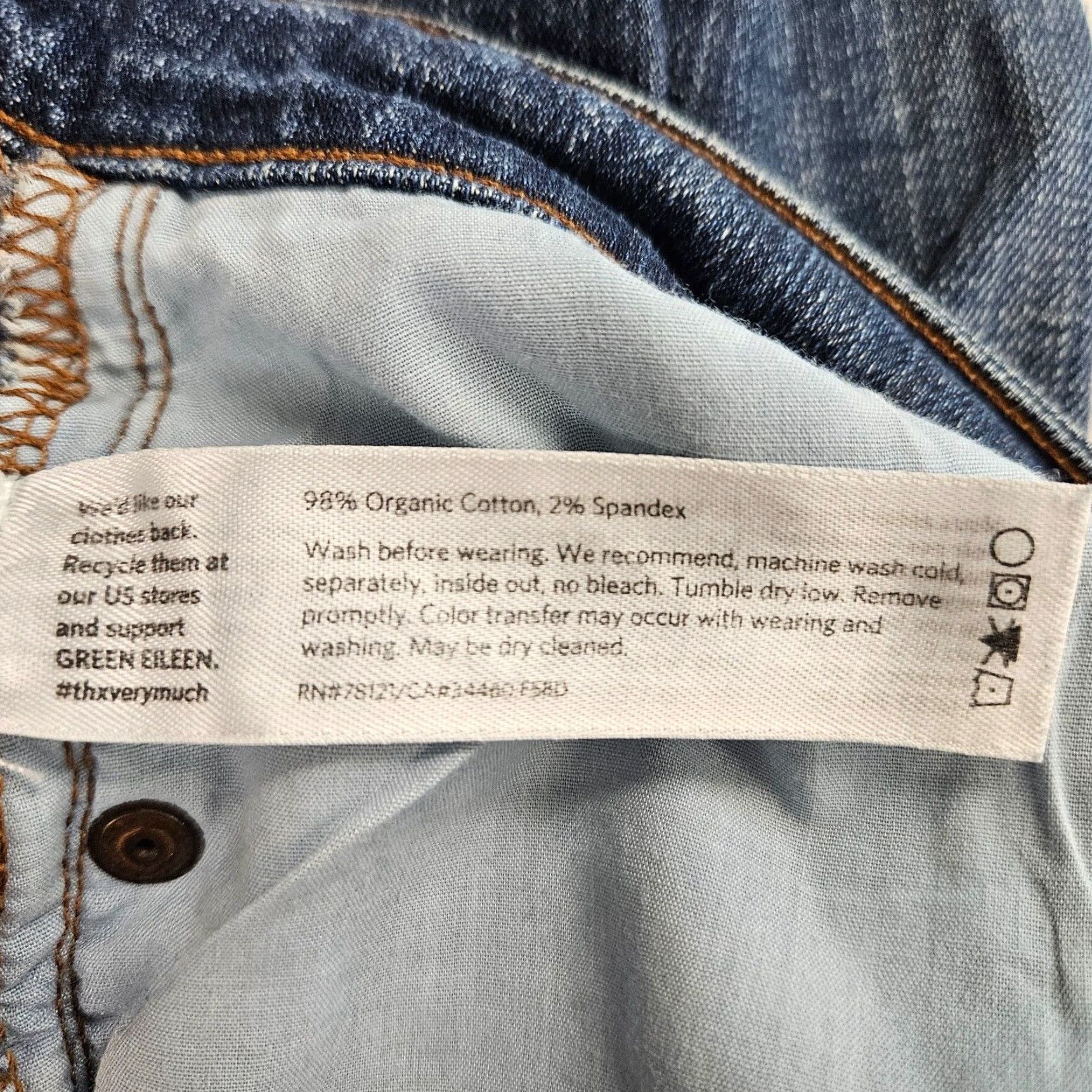 Eileen Fisher Eileen Fisher Womens Jeans Sz 14 Blue Mid Rise Straight Leg Cotton Size 36" / US 14 / IT 50 - 6 Thumbnail