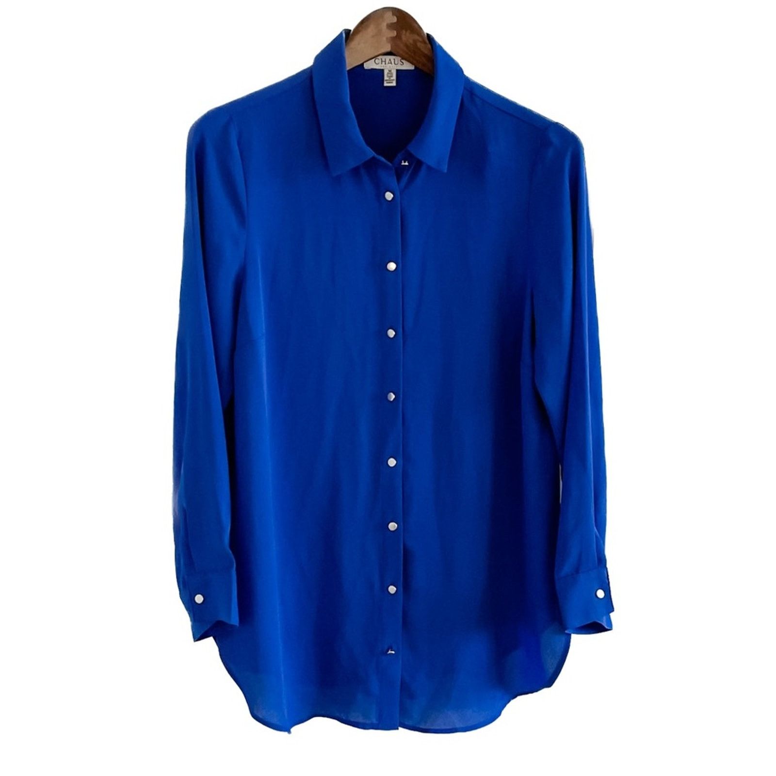 Vintage Vintage Chaus semi sheer royal blue metal button blouse M Size M / US 6-8 / IT 42-44 - 7 Thumbnail