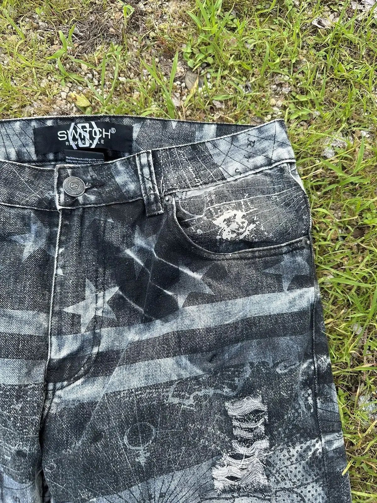 Tornado Mart STEALS🔥SWITCH REMARKABLE JEANS RIPPED FULL PRINT DENIM PANTS Size US 32 / EU 48 - 6 Thumbnail