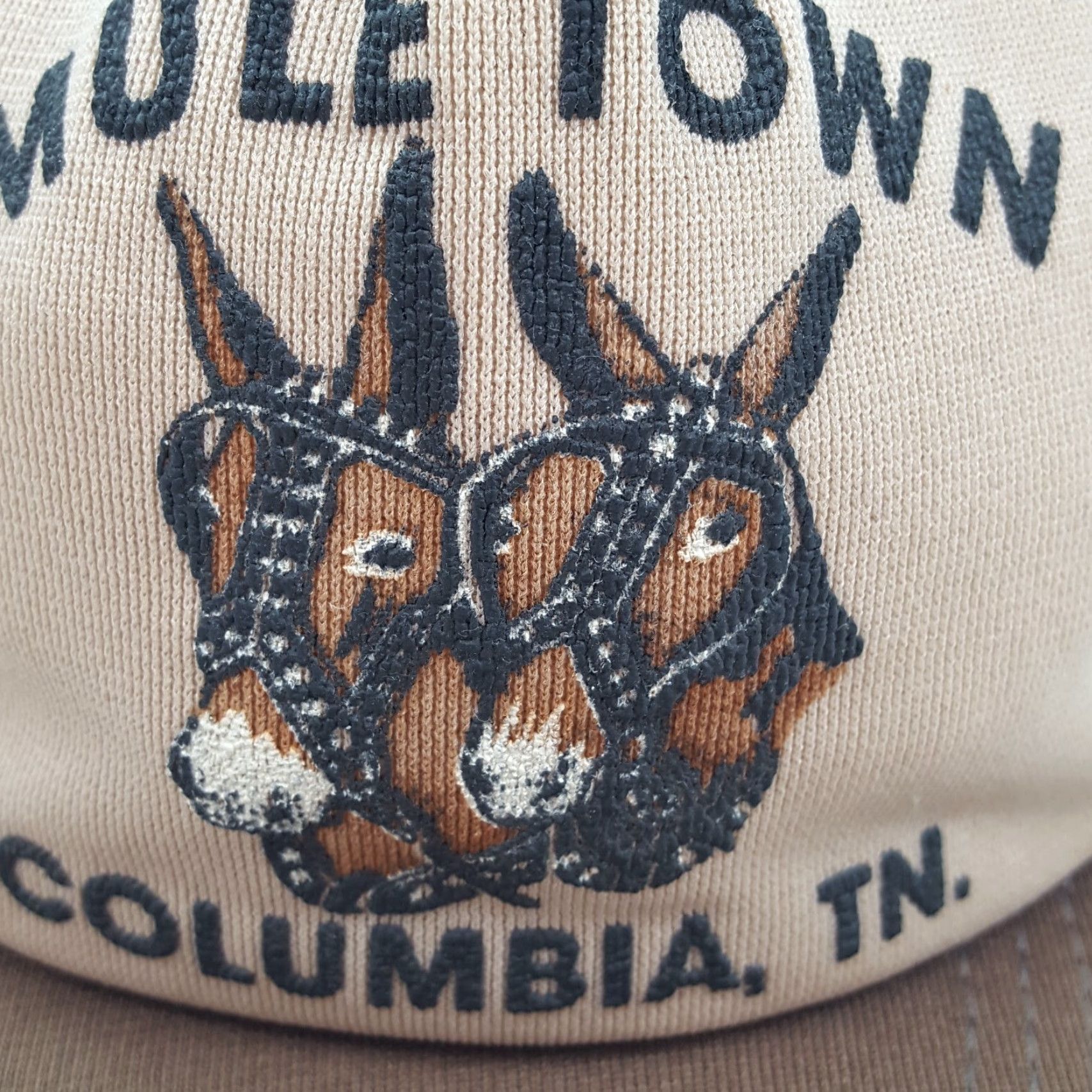 Vintage VINTAGE 80s Mule Town Tennessee Horse Trucker Hat Men Adjustable Brown USA Made Western Cap Retro Cowboy Workwear Size ONE SIZE - 3 Thumbnail