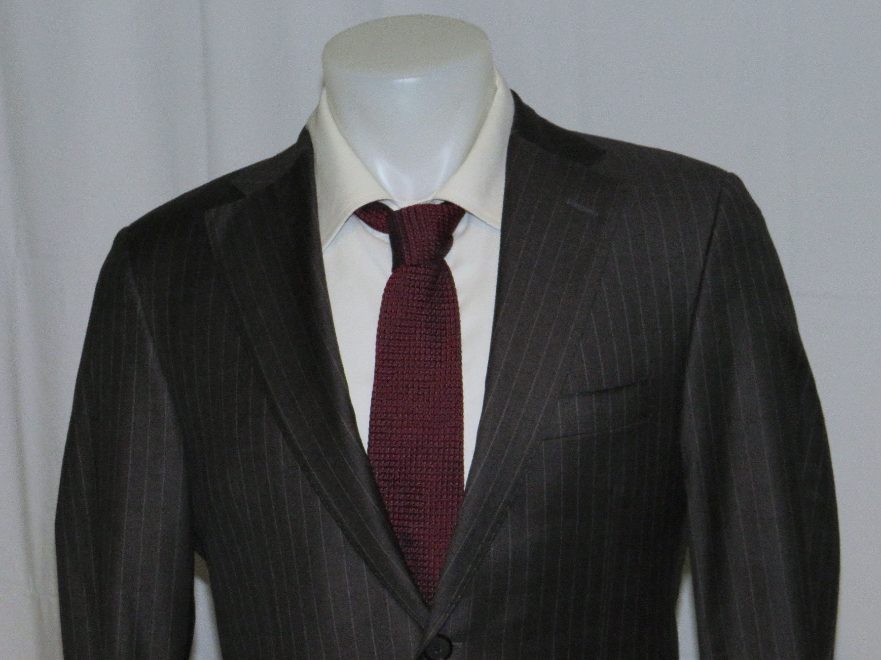 Loro Piana 150 Charcoal Stripe Custom Two Button Suit 40S