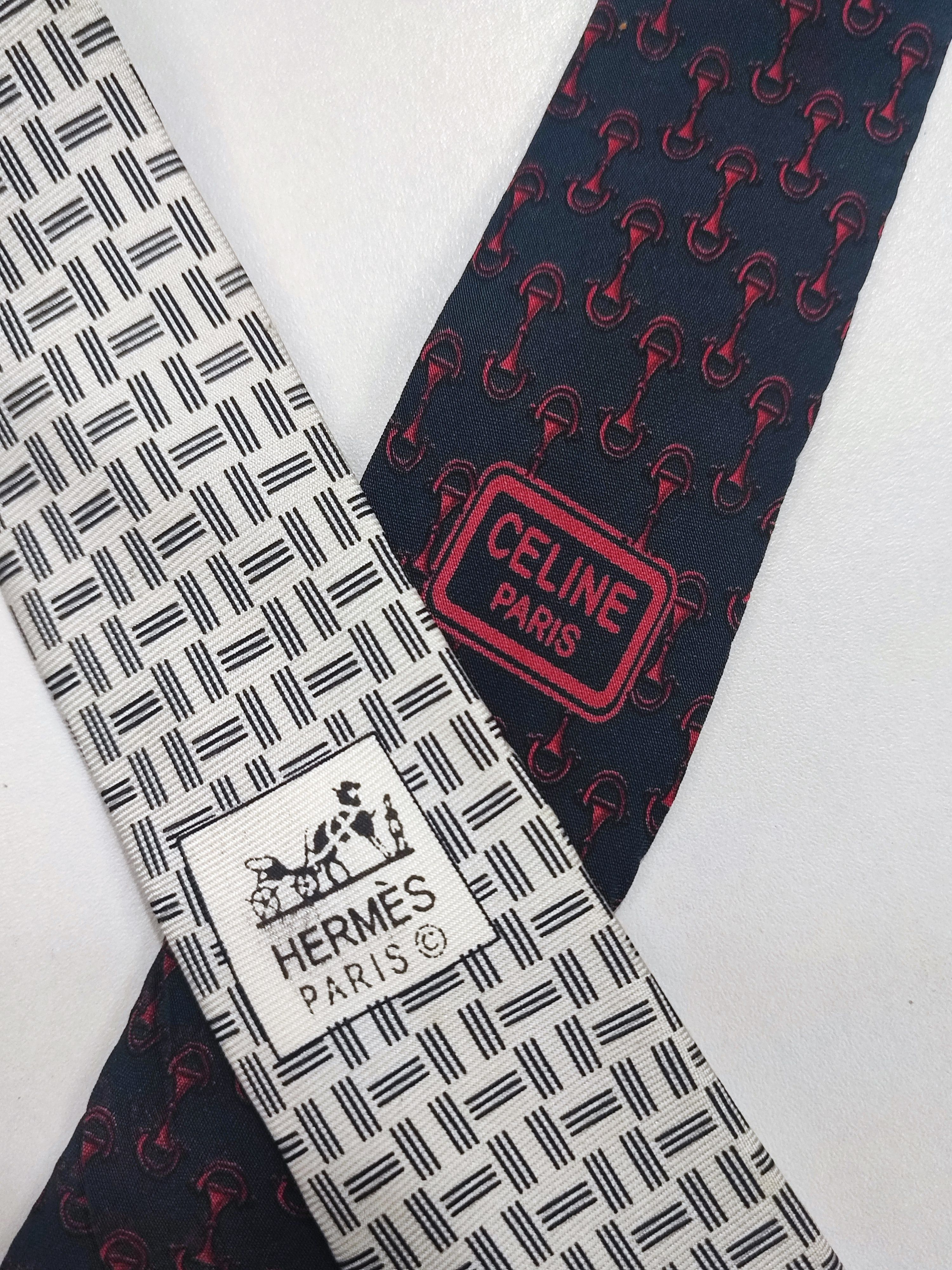 Hermes 2 pieces Luxury brand Hermes & Celine 100% Silk Tie Size ONE SIZE - 4 Thumbnail