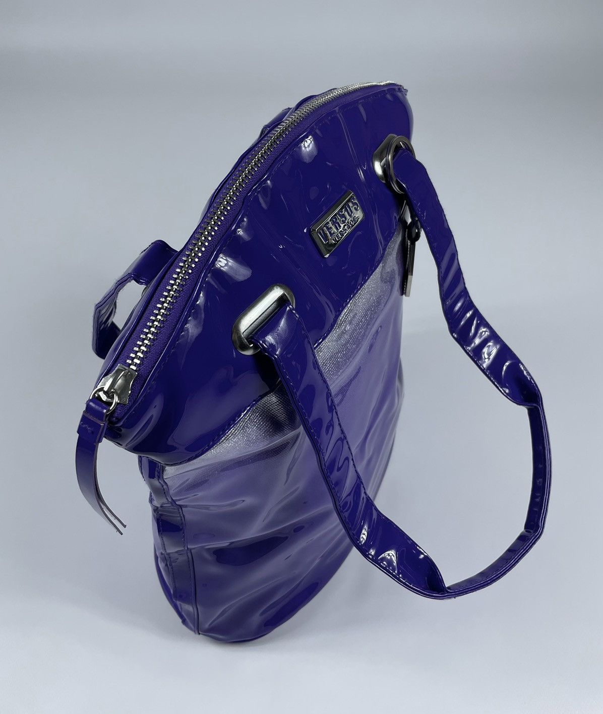 Versus Versace VERSUS Versace Purple and Metallic Silver Zippered Handbag Size ONE SIZE - 6 Thumbnail