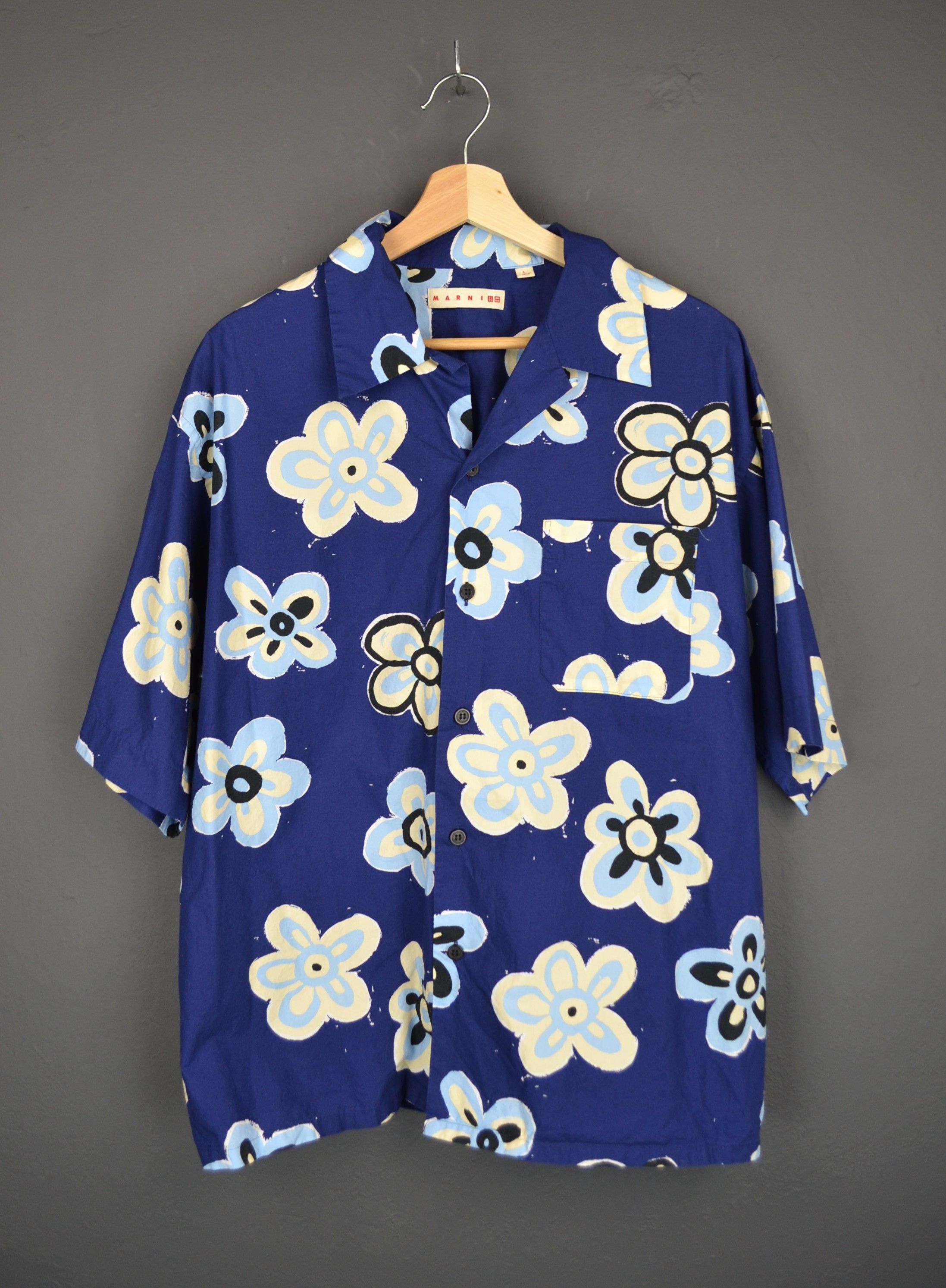 Marni Marni Uniqlo Oversized Open Collar Hawaiian Shirt Blue L Size US L / EU 52-54 / 3 - 2 Thumbnail