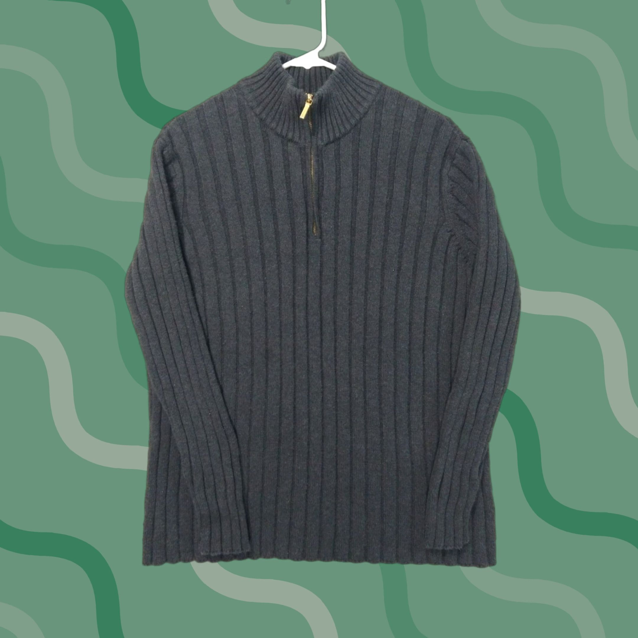 Ralph Lauren Ralph Lauren Sweater Womens Medium Gray Ribbed Knit Pullover 1/4 Zip Mock Neck Casual Travel Cotton Knit Pullover 1/4 Zip Women M Gray Size M / US 6-8 / IT 42-44 - 1 Thumbnail