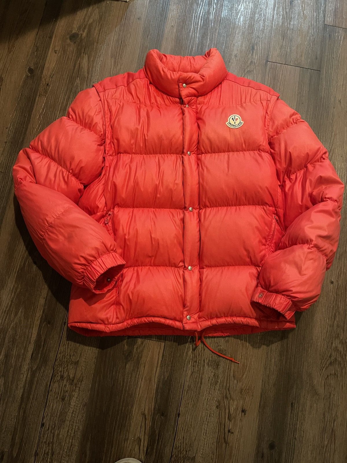 Vintage 80s Moncler Zip Off Sleeve Puffer Jacket Size XL