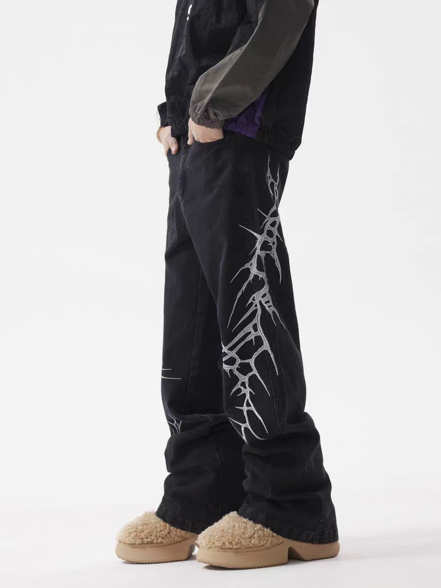 Japanese Brand × Vintage Vintage Street Hip Hop Striped Loose Micro Flare Jeans Size US 30 / EU 46 - 2 Thumbnail