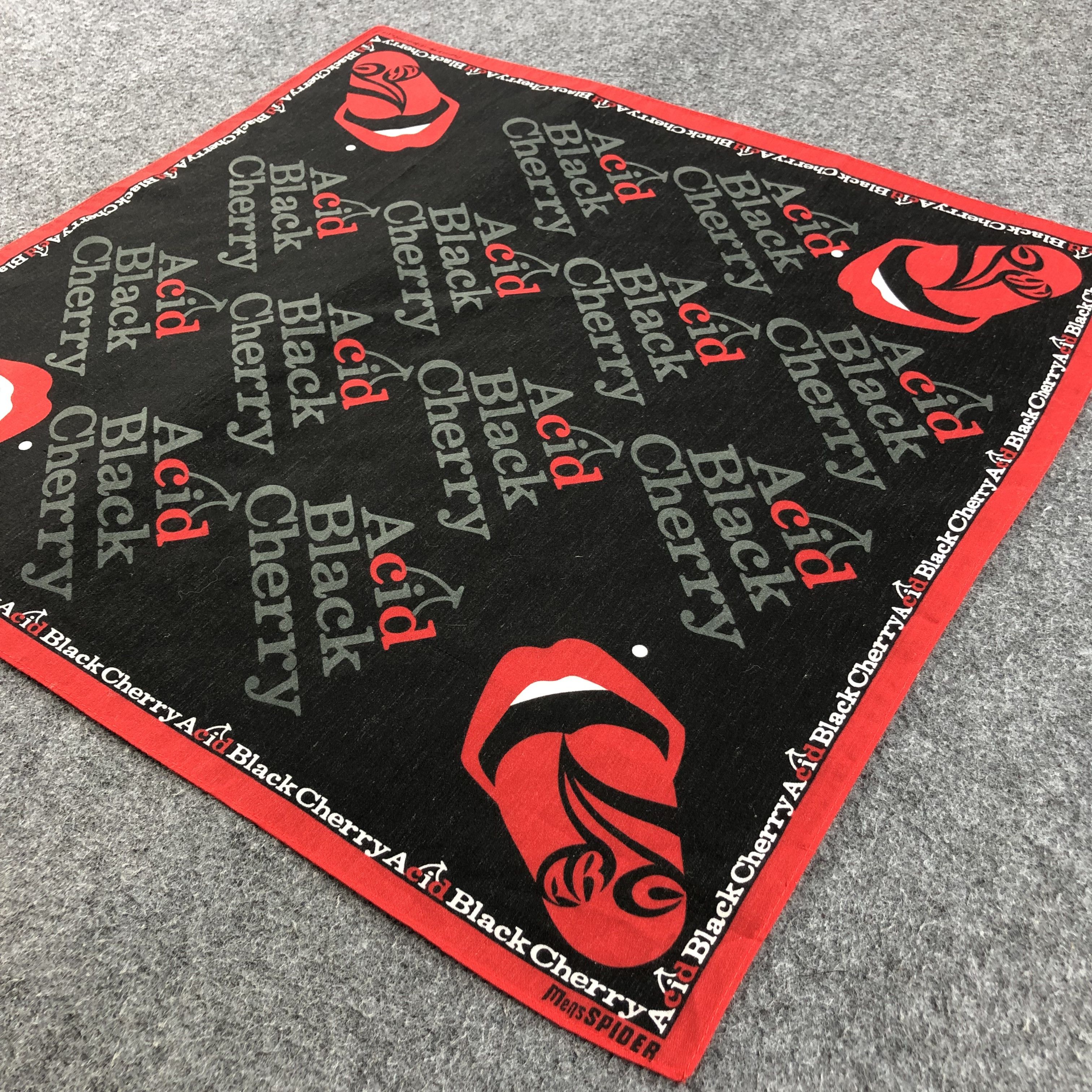 Vintage Acid Black Cherry Handkerchief Neckerchief Bandana H1334 Size ONE SIZE - 4 Thumbnail
