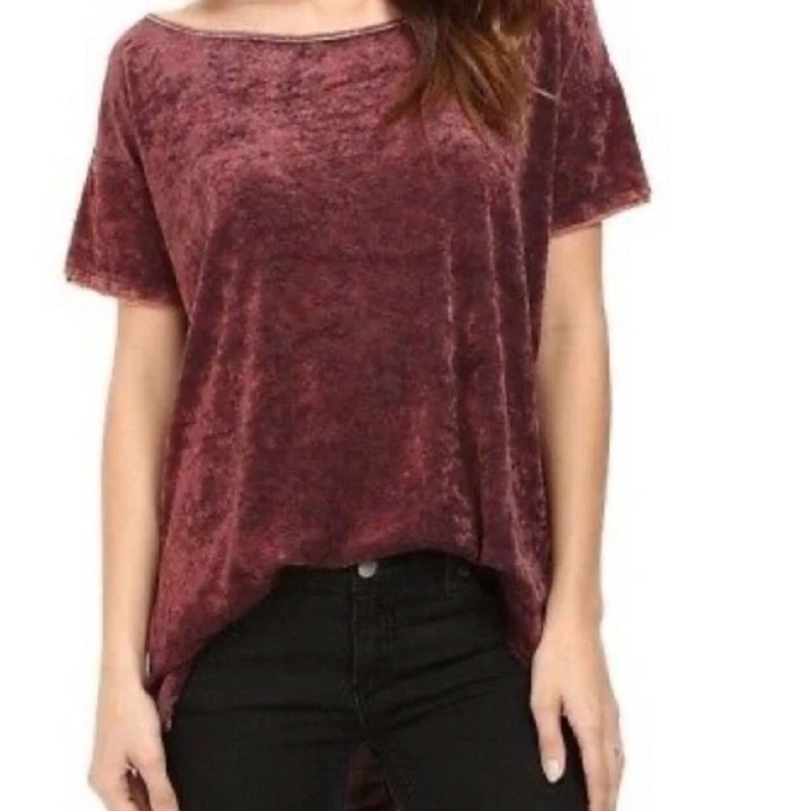 Free People Free People We The Free Doran Velvet Oversized Tee Womens XS Size XS / US 0-2 / IT 36-38 - 3 Thumbnail