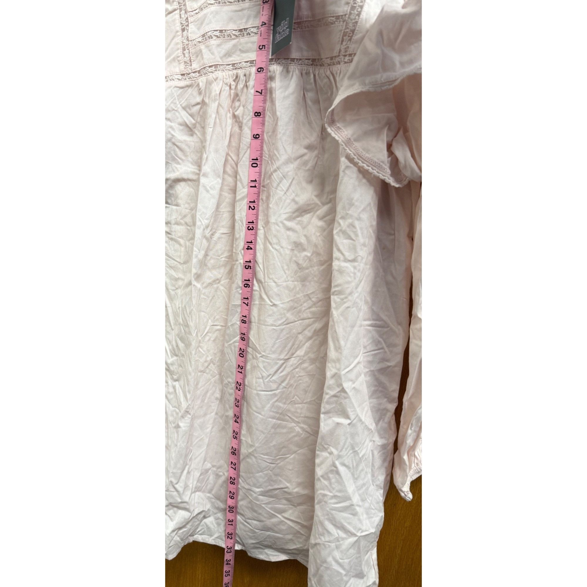 Other Wild Fable Dusty Pink Lace Detail Ruffle Long Sleeve Mini Dr Size M / US 6-8 / IT 42-44 - 9 Thumbnail