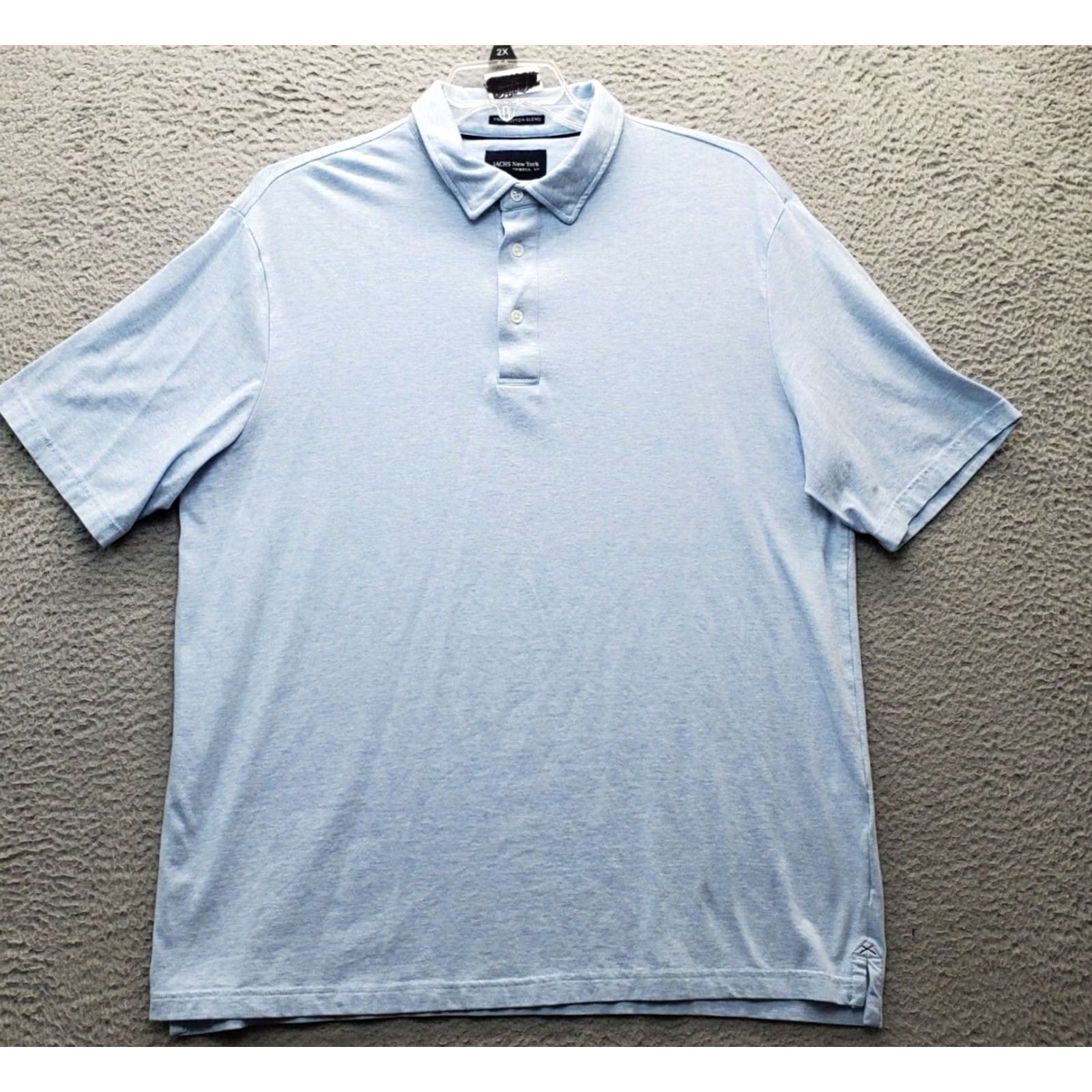 Vintage JACHS New York Polo Shirt Men XL Blue Stretch Pima Cotton Blend Performance Slit Shirt Mens XL Blue Stretch Polo Size US XL / EU 56 / 4 - 2 Thumbnail