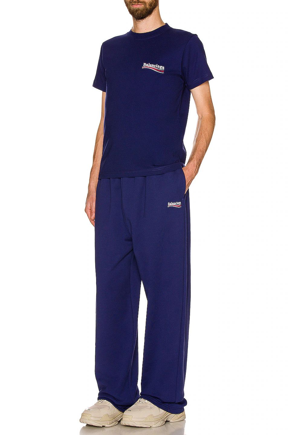 Balenciaga o1mt1gz0724 Jogging Pants in Blue & White Size 34" / US 12 / IT 48 - 5 Thumbnail