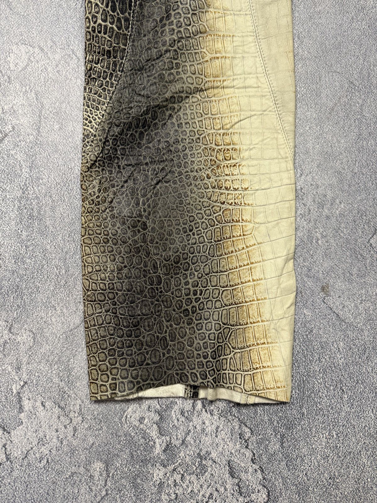 Other Corpo Nove Crocodile Embossed Leather Trousers Beige Brown Size 34" / US 12 / IT 48 - 4 Thumbnail