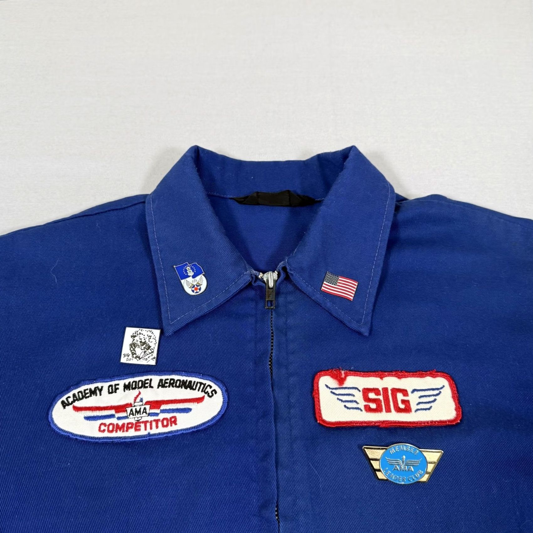 Vintage VINTAGE SIG Fly With SIG Jacket Mens M Blue Embroidered Logo Zipper Short Coat Patrotic Aviation Size US M / EU 48-50 / 2 - 2 Thumbnail