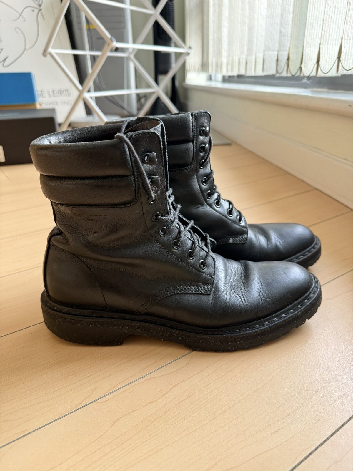 靴 Hedi style leather ring boots SLP2015BYHEDISLIMANEBLACKLEATH