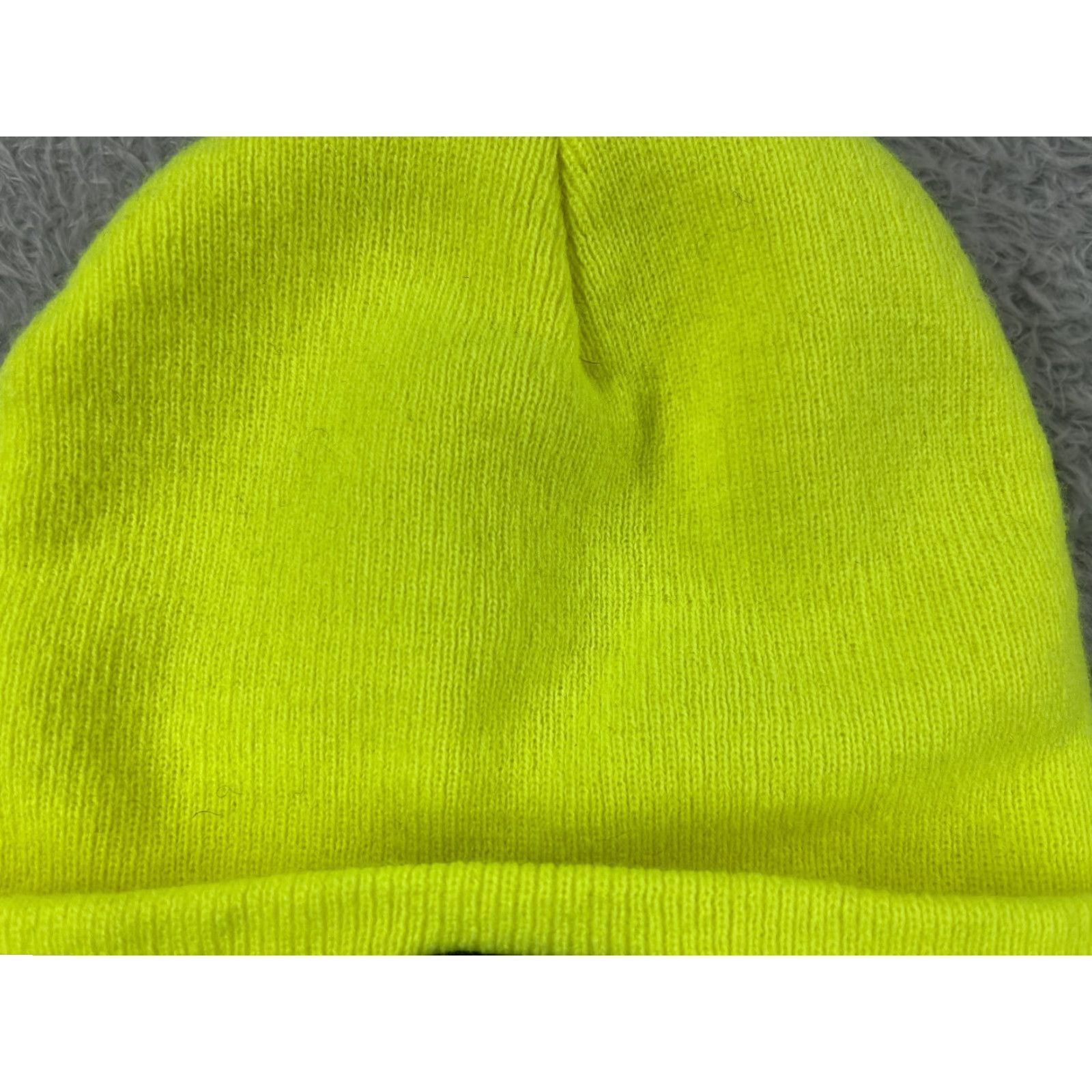 Vintage Beanie Toque Adult One Size Neon Yellow Knit Acrylic Poly LED Holder Camp Hike Mens Size ONE SIZE - 3 Thumbnail