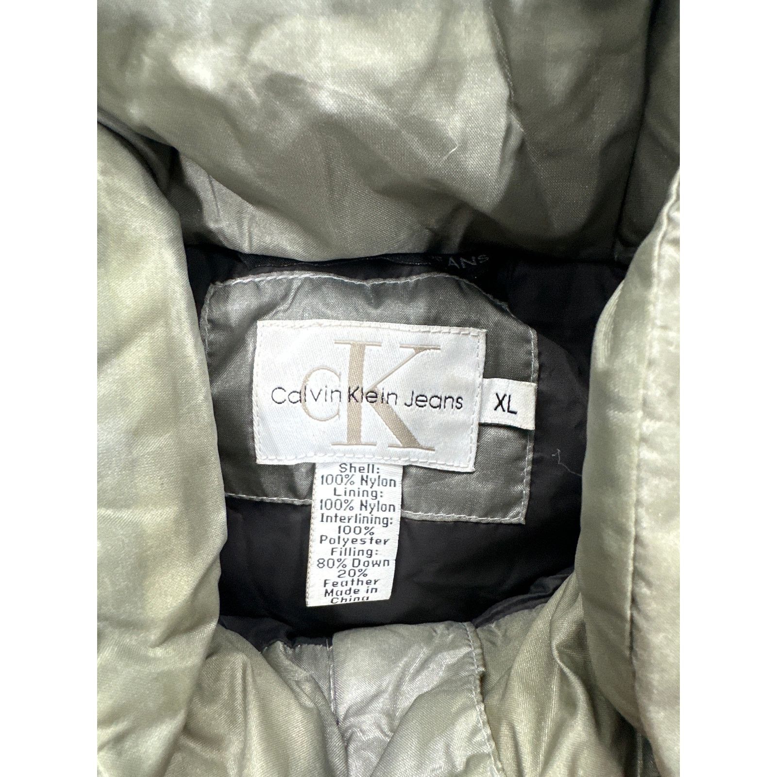 Calvin Klein Vintage Calvin Klein Down Puffer Jacket Gray XL STAINED Size US XL / EU 56 / 4 - 3 Thumbnail