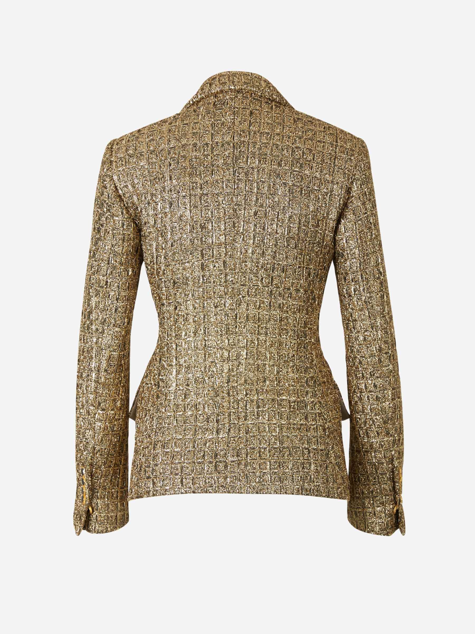 Tom Ford o1w1db10525 GI2975 Textured Metallic Blazer in Gold Size XS / US 0-2 / IT 36-38 - 2 Thumbnail