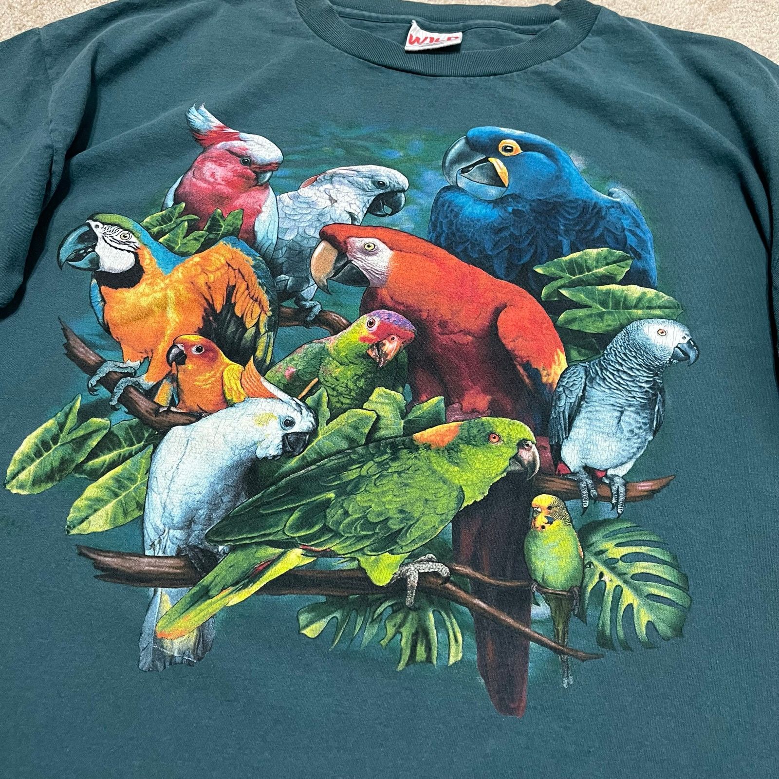 Other Vintage 90s Wild Gear Parrots Graphic Nature T-Shirt XXL Size US L / EU 52-54 / 3 - 3 Thumbnail